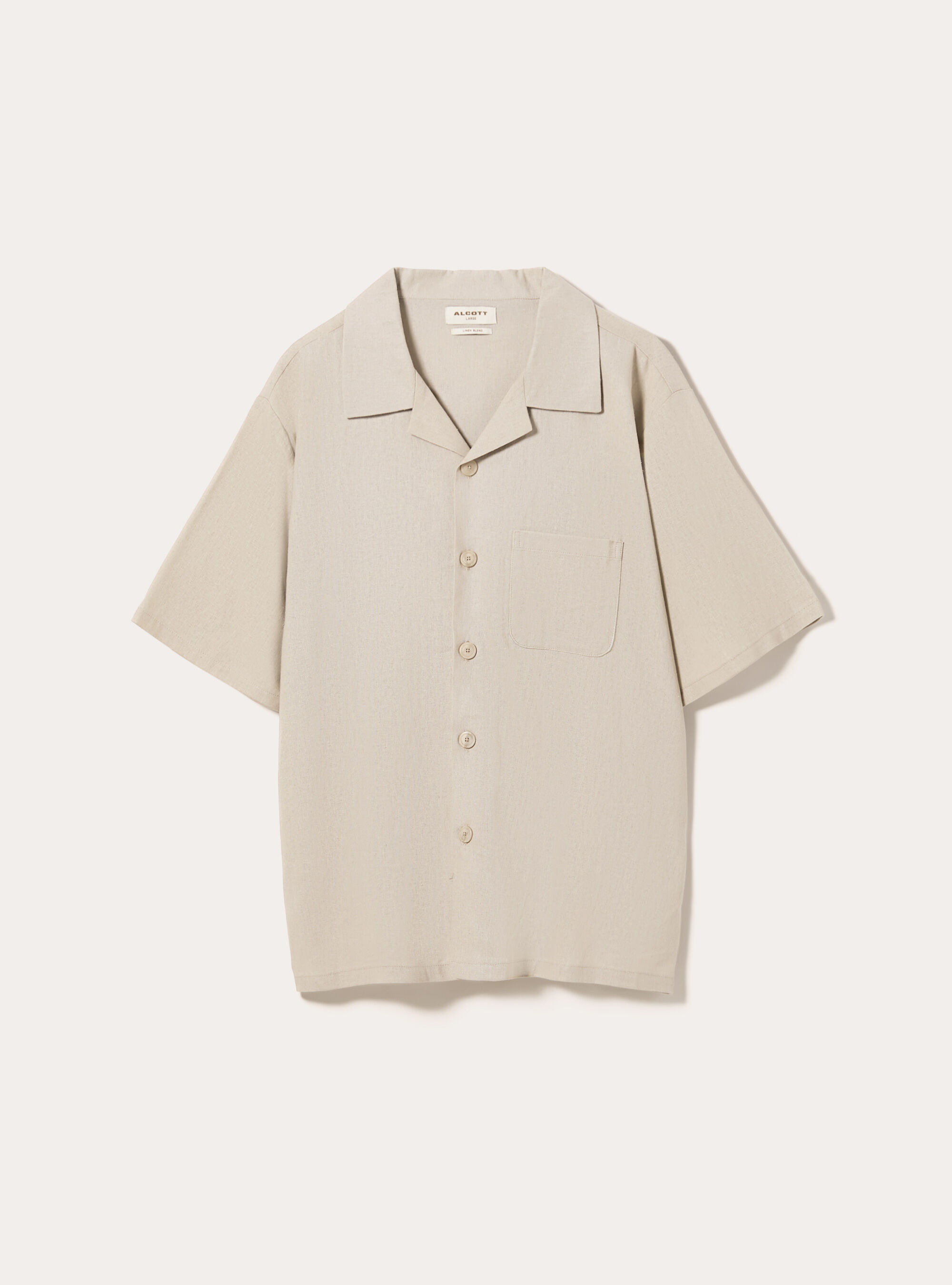 Linen blend shirt with breast pocket, BG3 BEIGE LIGHT
