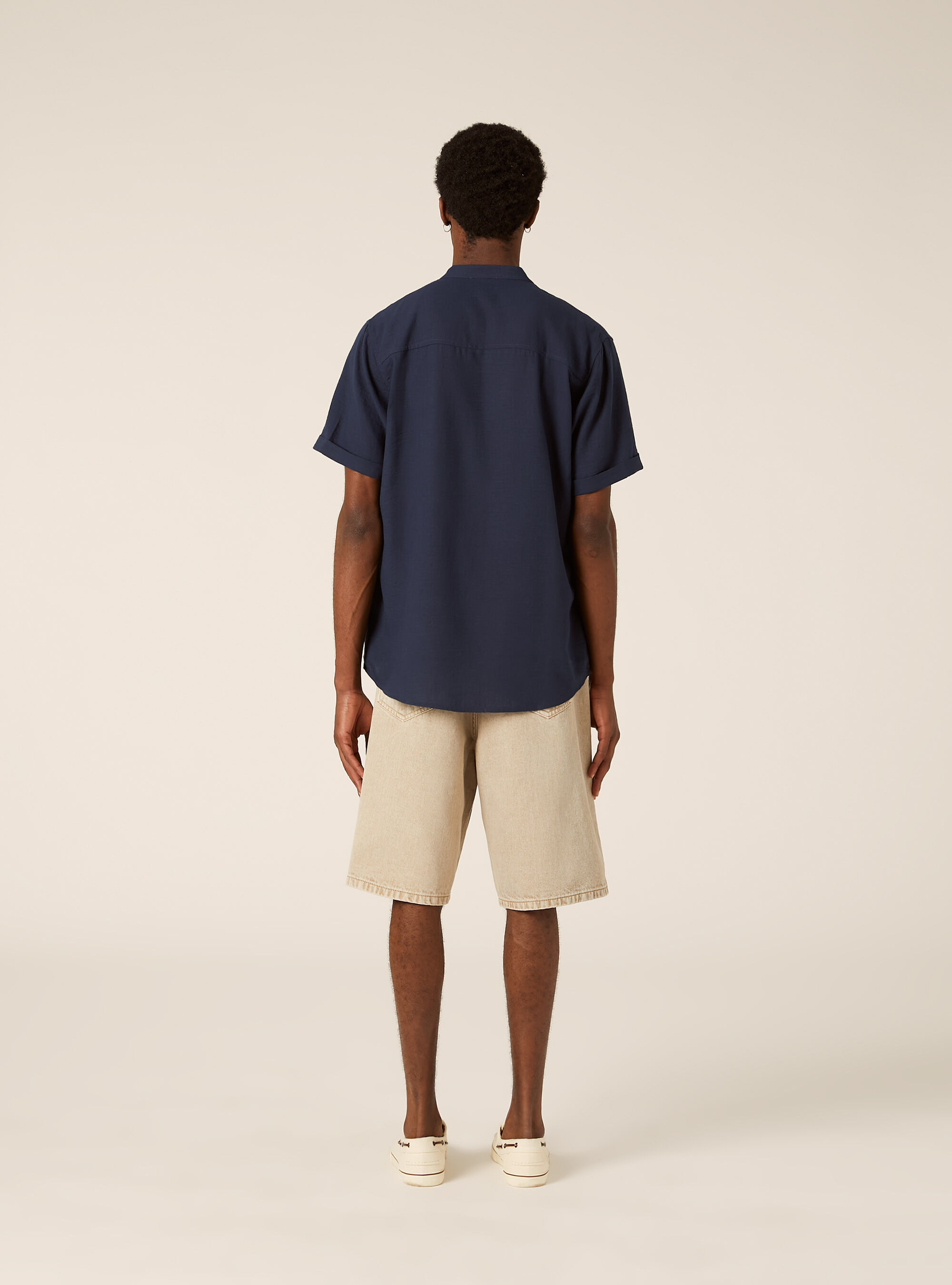 Mandarin collar shirt, NA2 NAVY MEDIUM