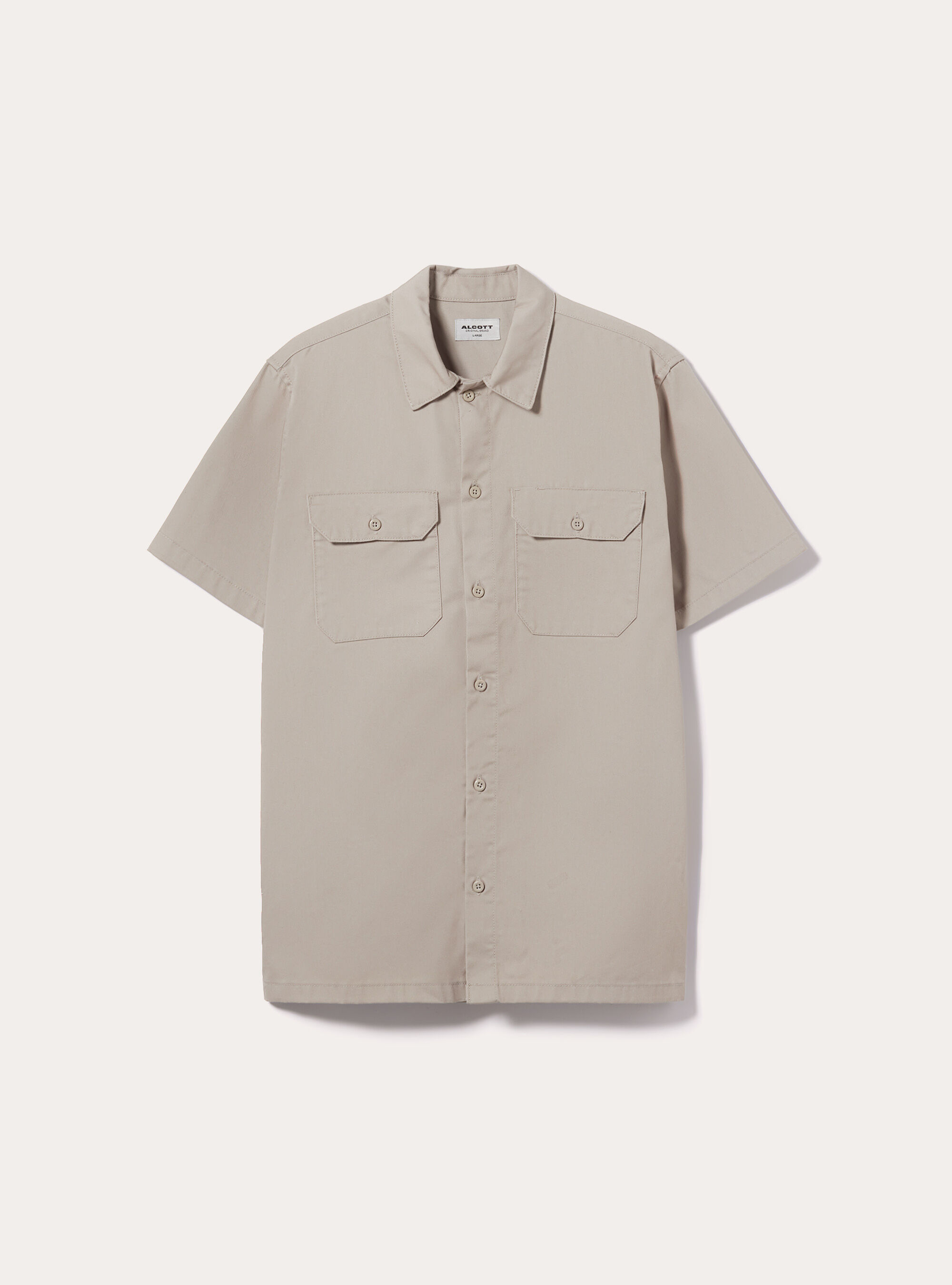 Chemise en serg&eacute; avec grandes poches, BG2 BEIGE MEDIUM