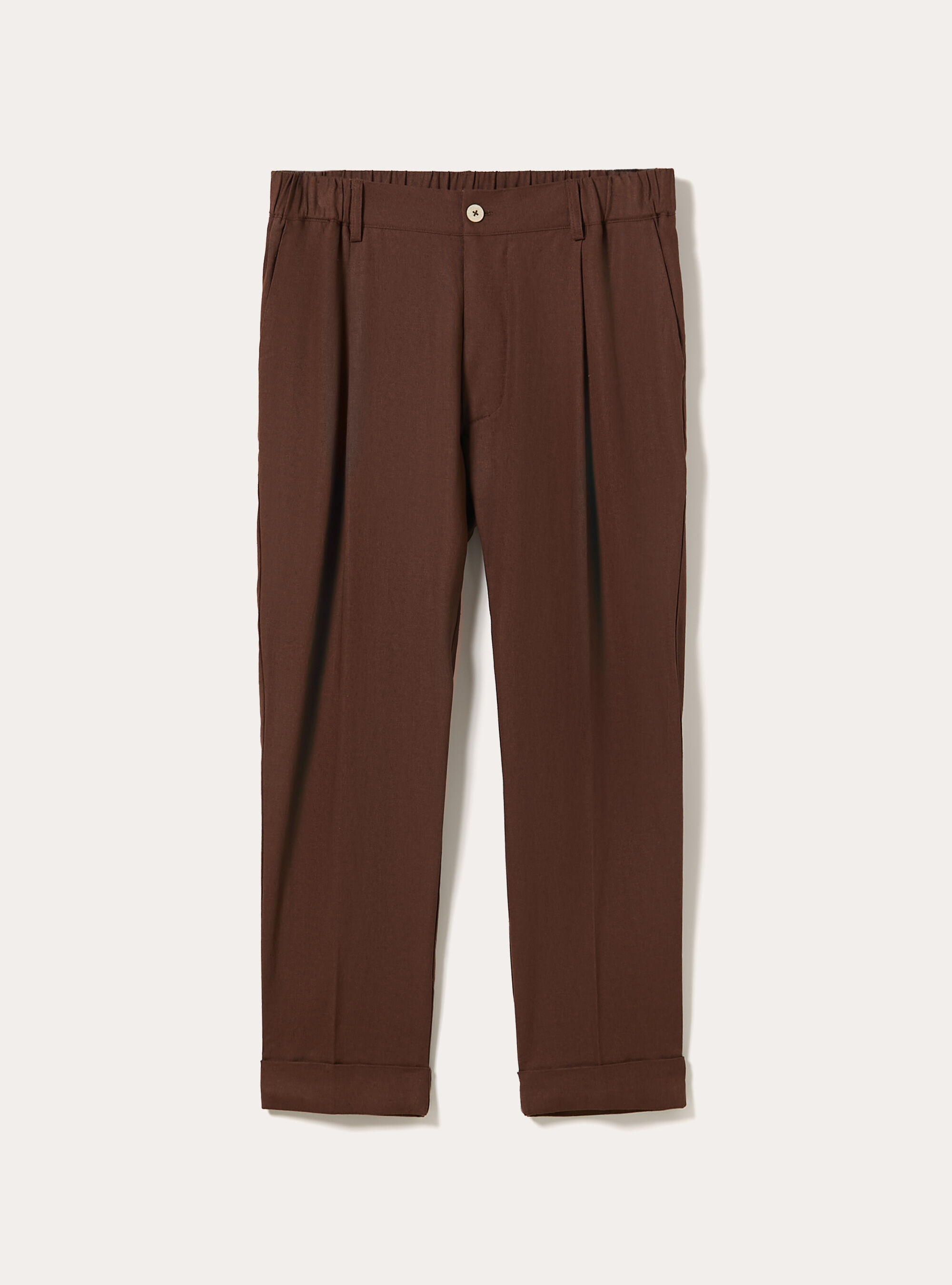 Linen Blend Pleated Trousers, BR1 BROWN DARK