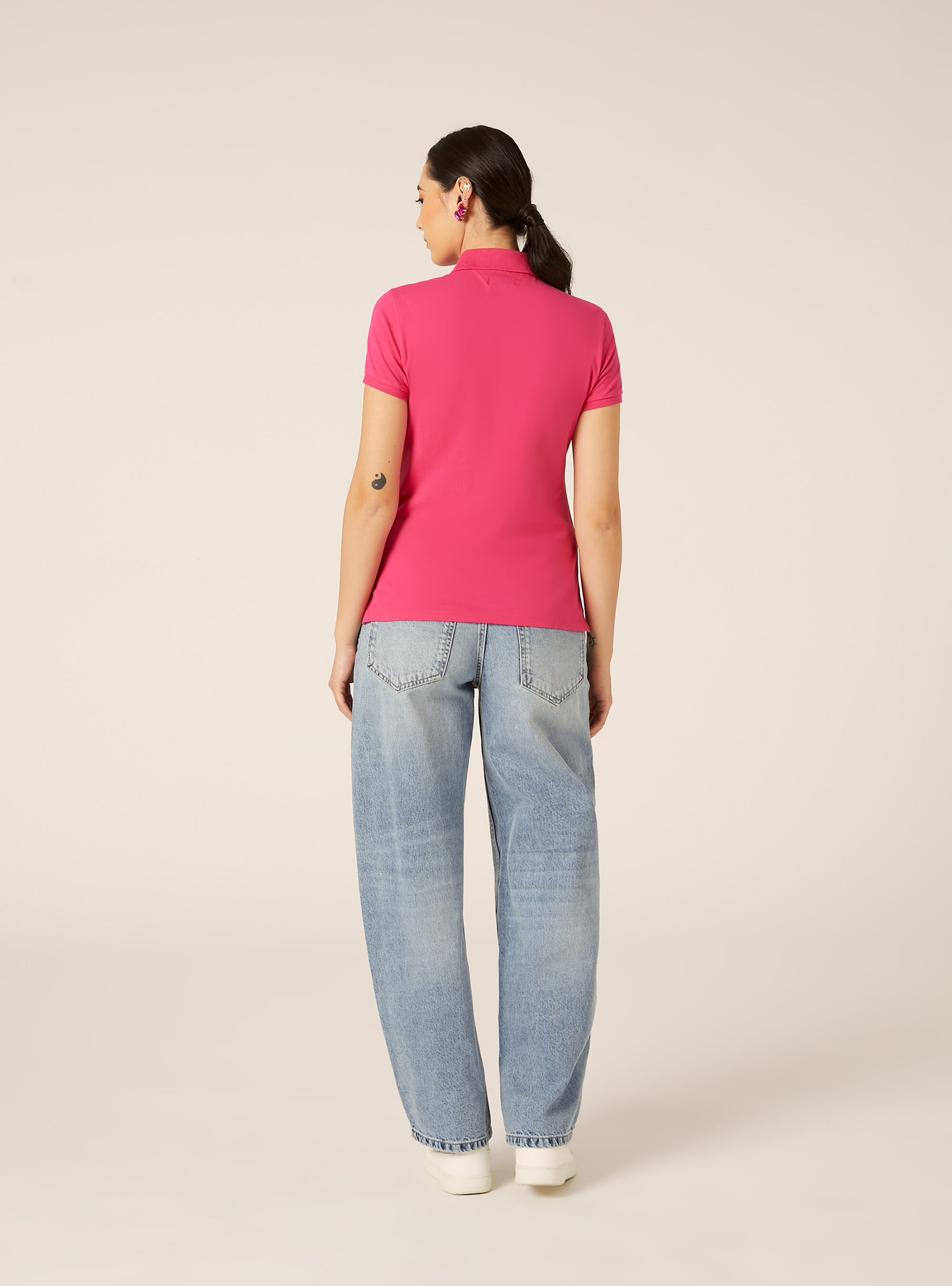 Slim Fit Polo Shirt with Embroidered Logo, FX2 FUXIA MEDIUM