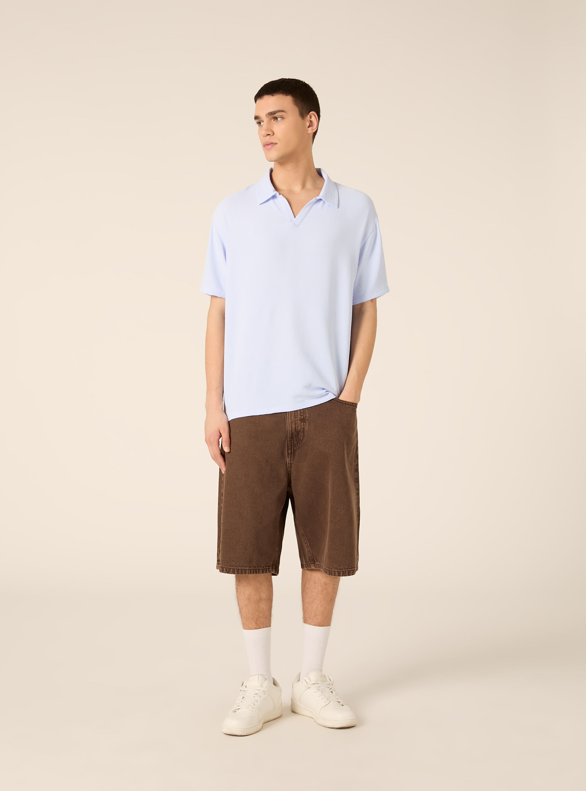 Basic crepe polo shirt