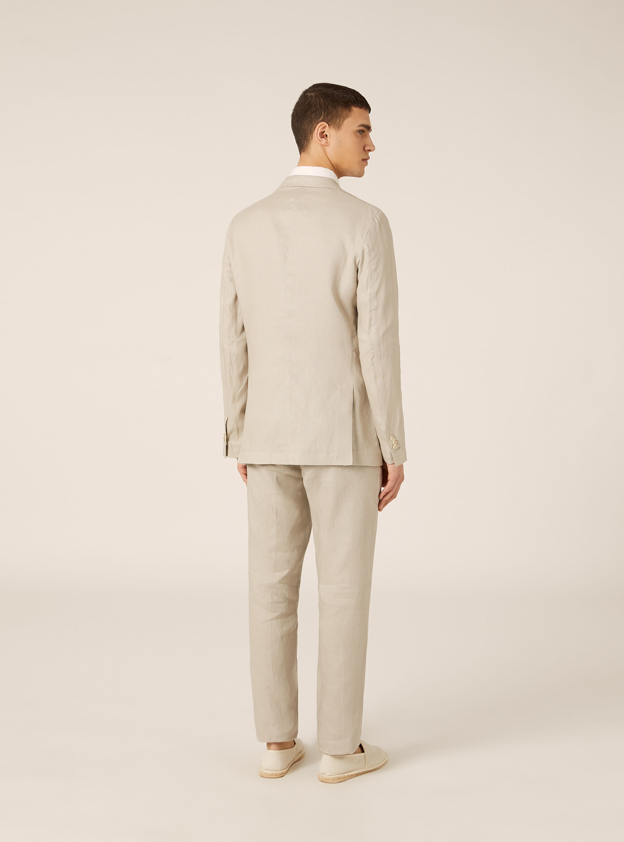 Single-breasted jacket in pure linen, BG3 BEIGE LIGHT