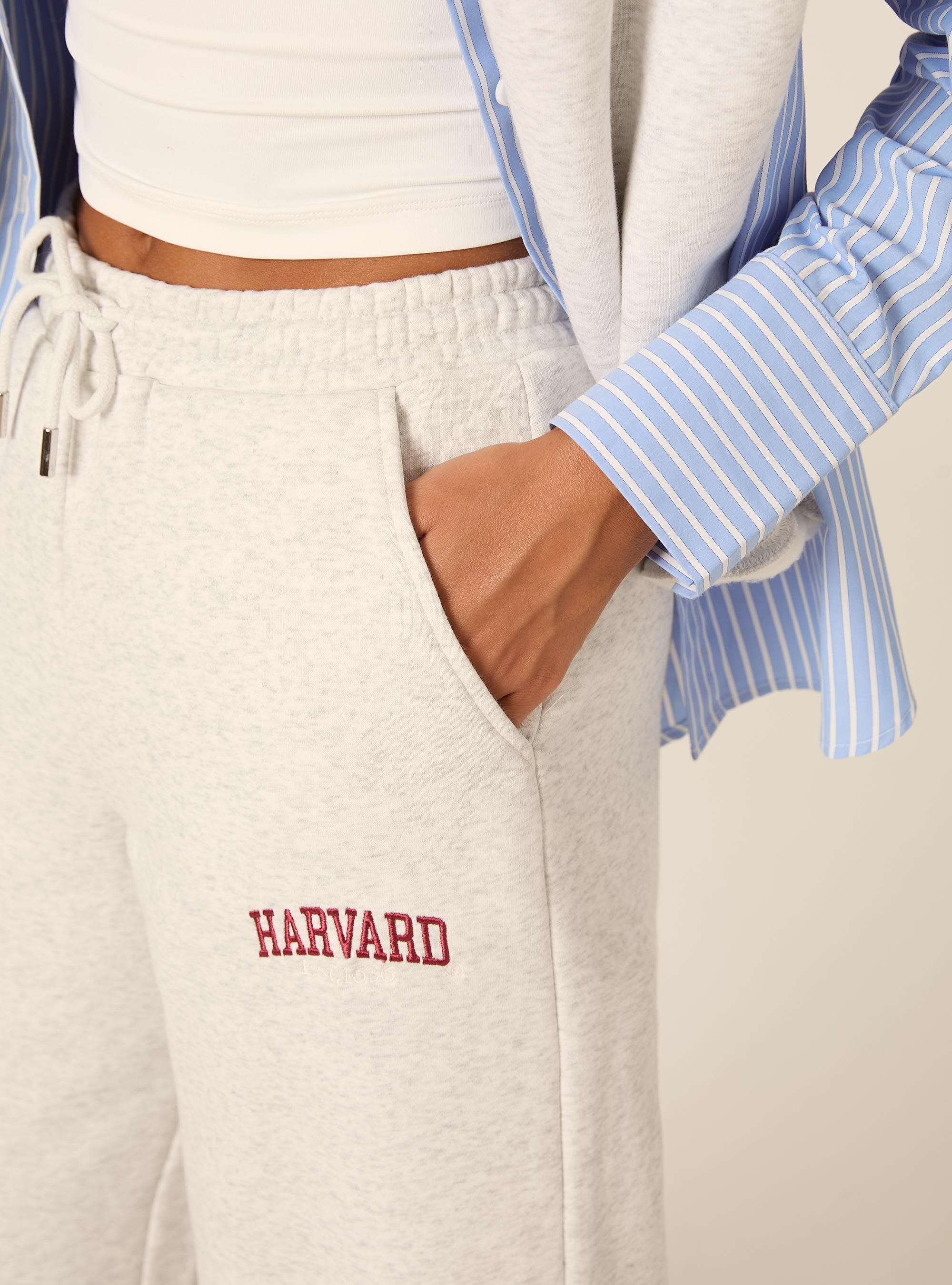 Pantaloni wide leg licenza harvard, MGY3 GREY MEL LIGHT