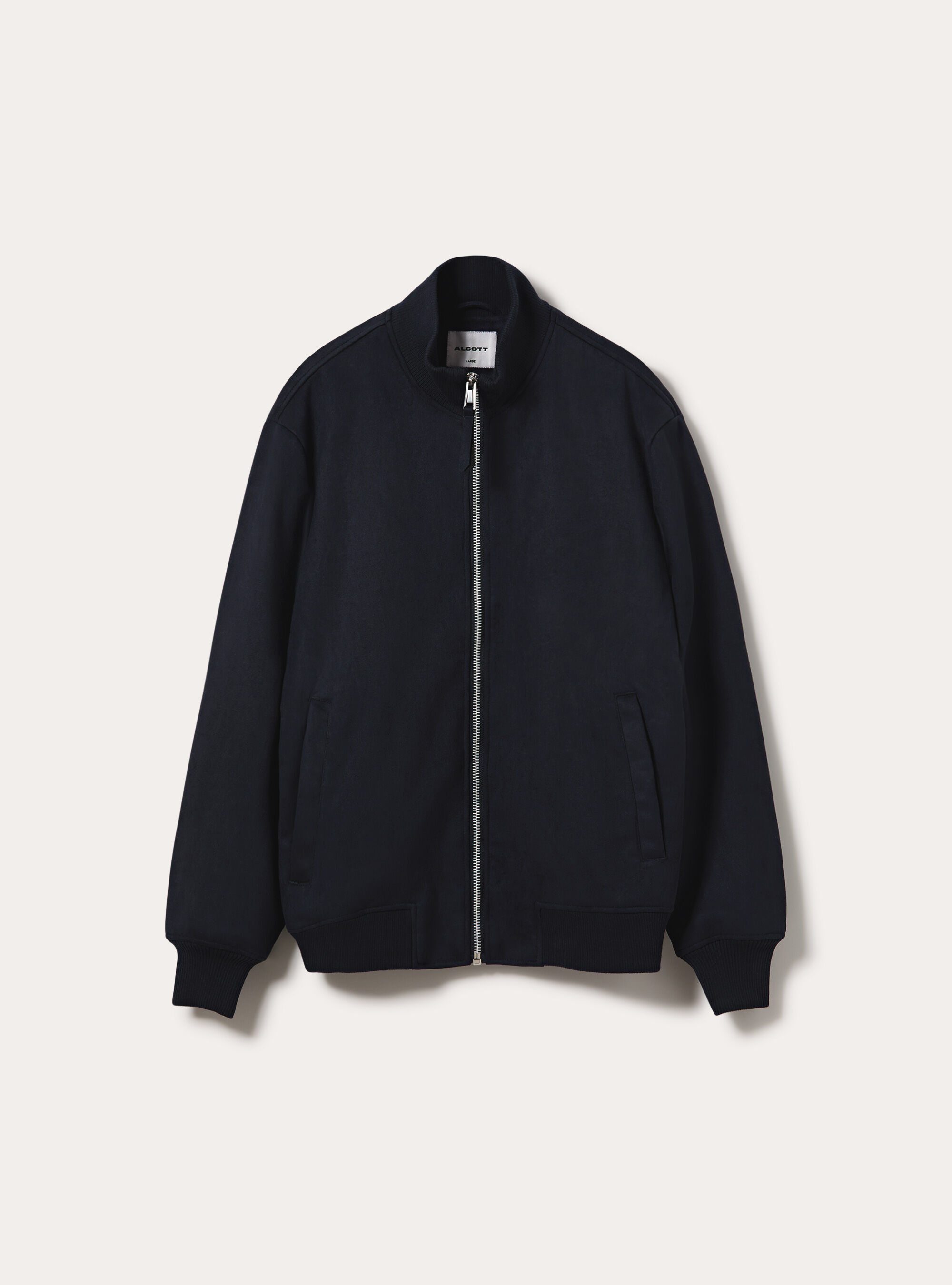 Faux suede high neck zip jacket, NA1 NAVY DARK