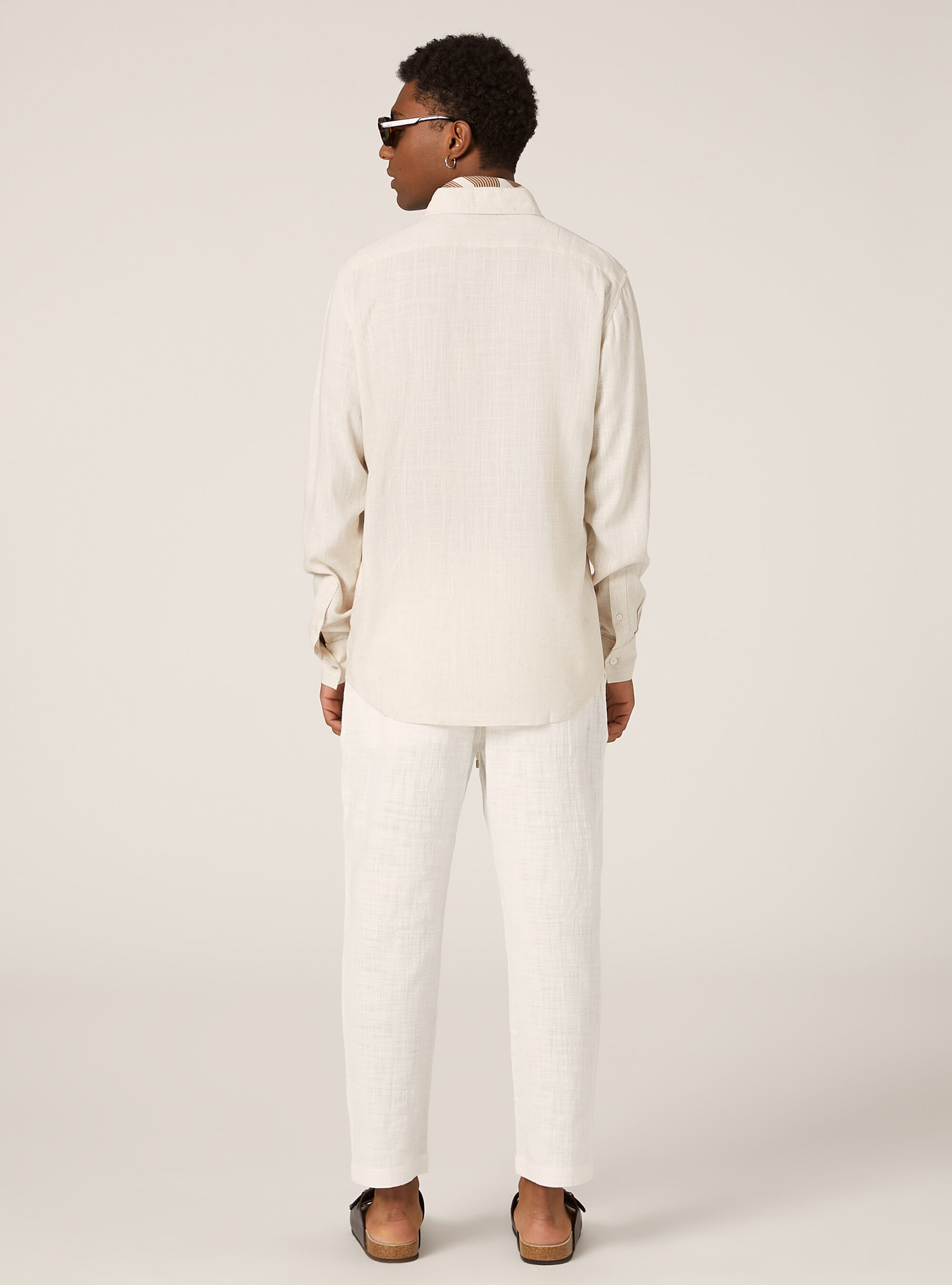 Chemise en lin m&eacute;lang&eacute;, MBG3 BEIGE MEL LIGHT