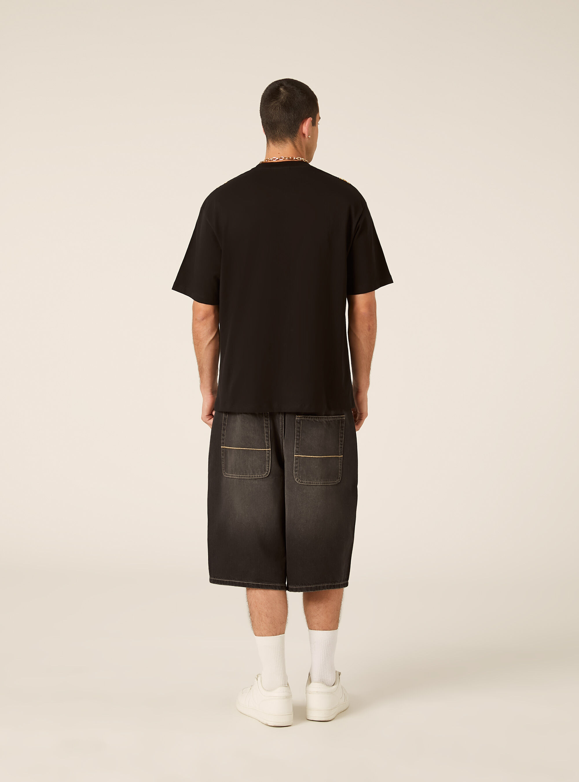 Camiseta Boxy Fit Estampada, BK1 BLACK