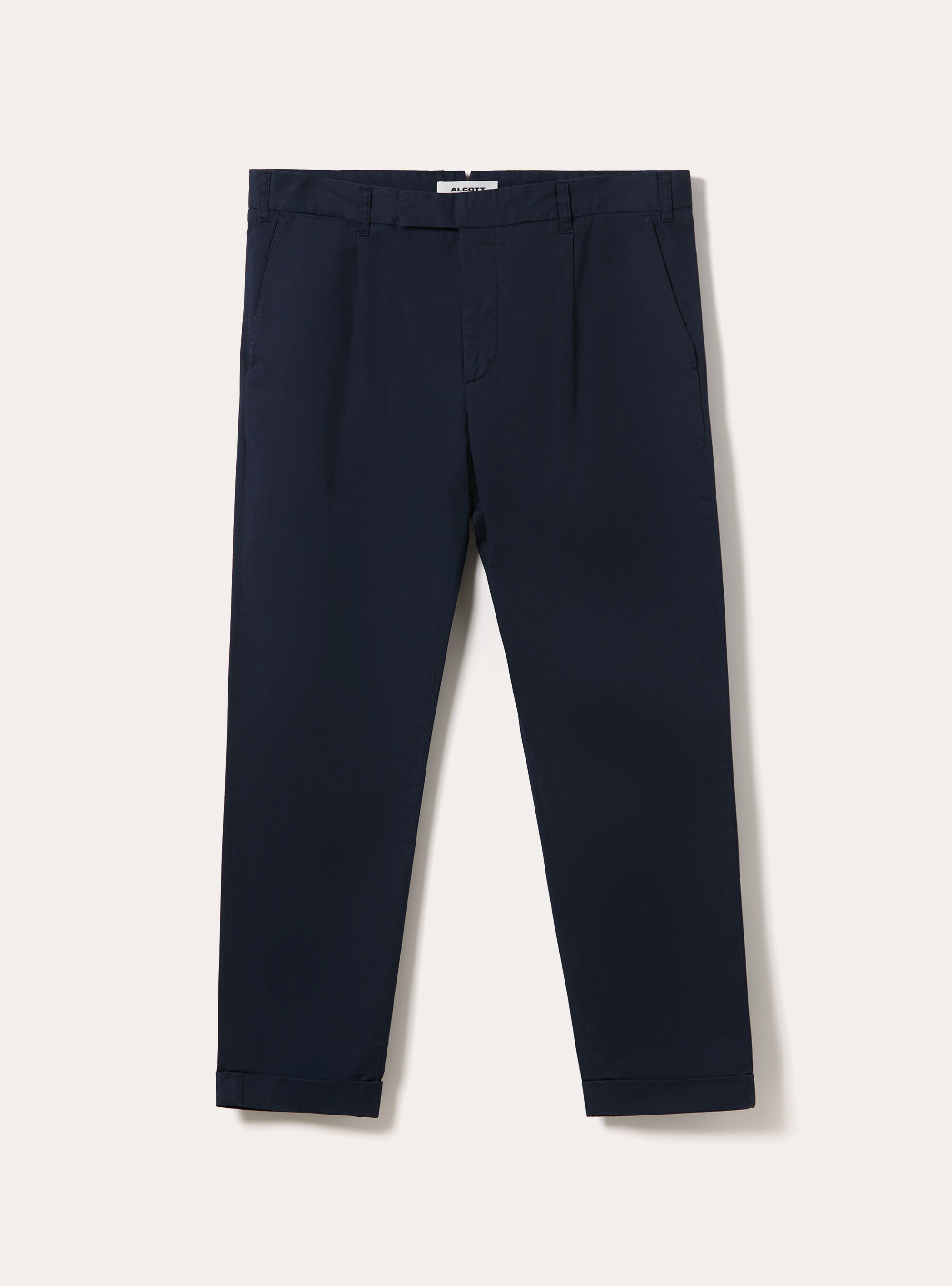 Slim Fit Cropped Pleated Chino Trousers, BL1 BLUE DARK