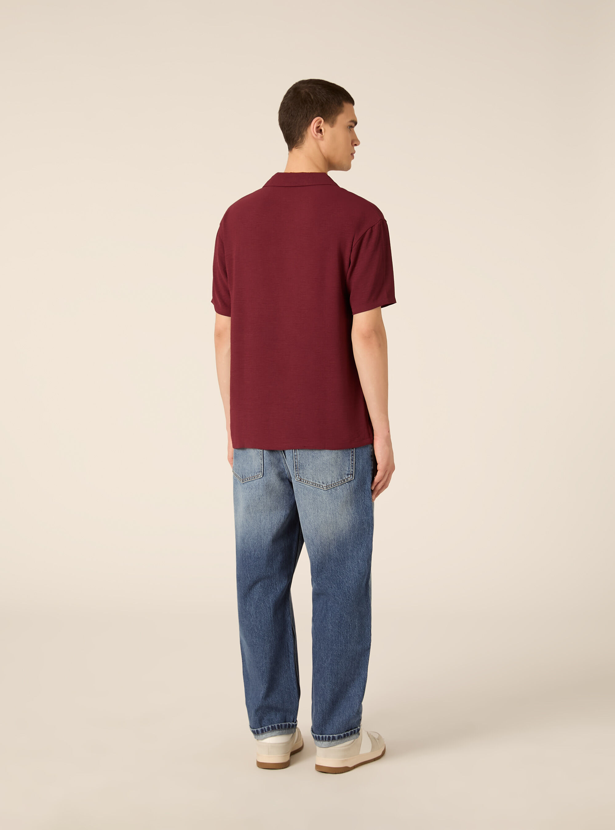 Polo b&aacute;sico de crep&eacute;, BO2 BORDEAUX MEDIUM
