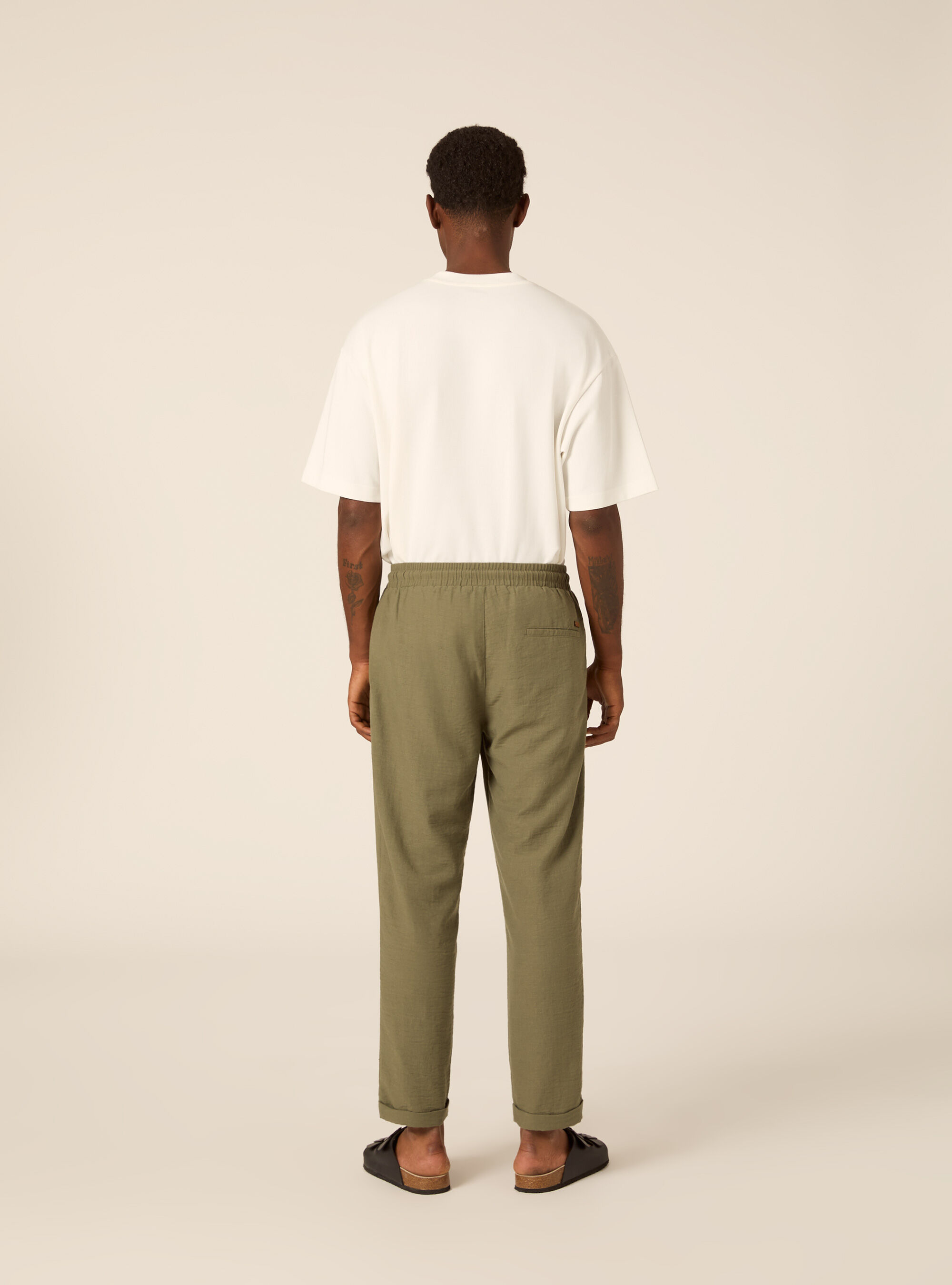 Comfort Fit Pleated Trousers with Drawstring, KY2 KAKY MEDIUM