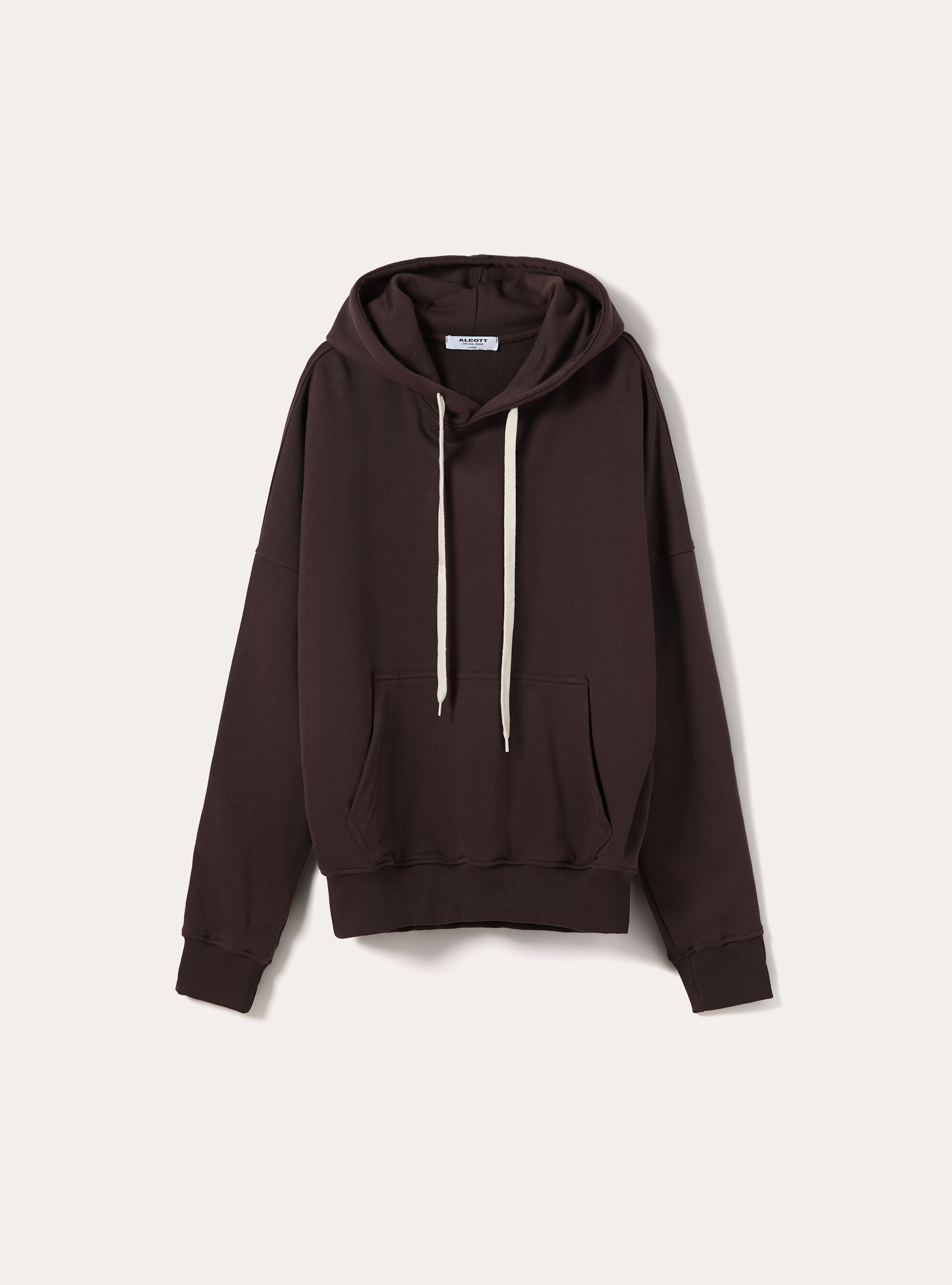 Boxy Fit Hoodie mit Puff-Print, BR1 BROWN DARK