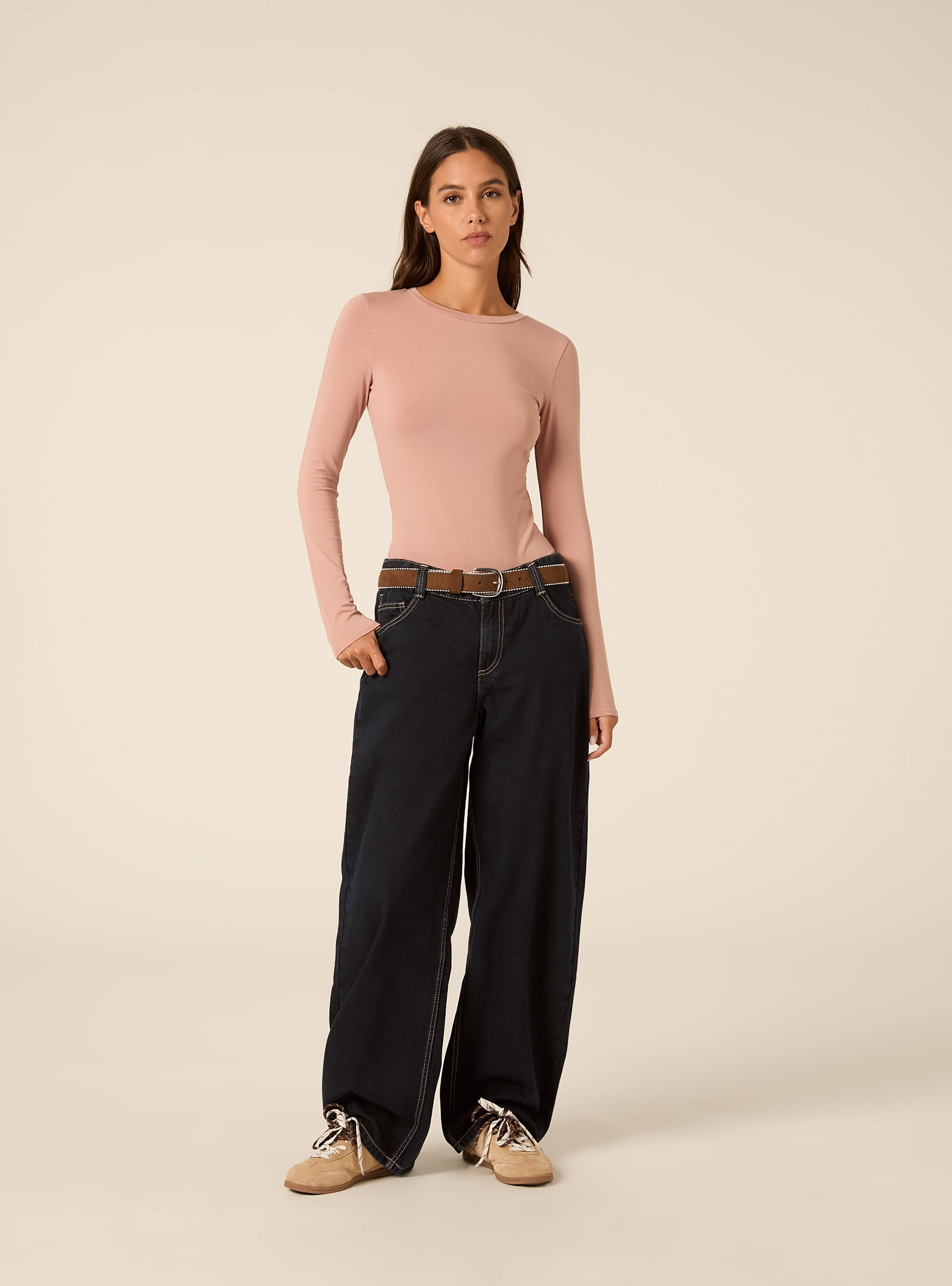 Long Sleeve Crew Neck Body, PK2 PINK MEDIUM