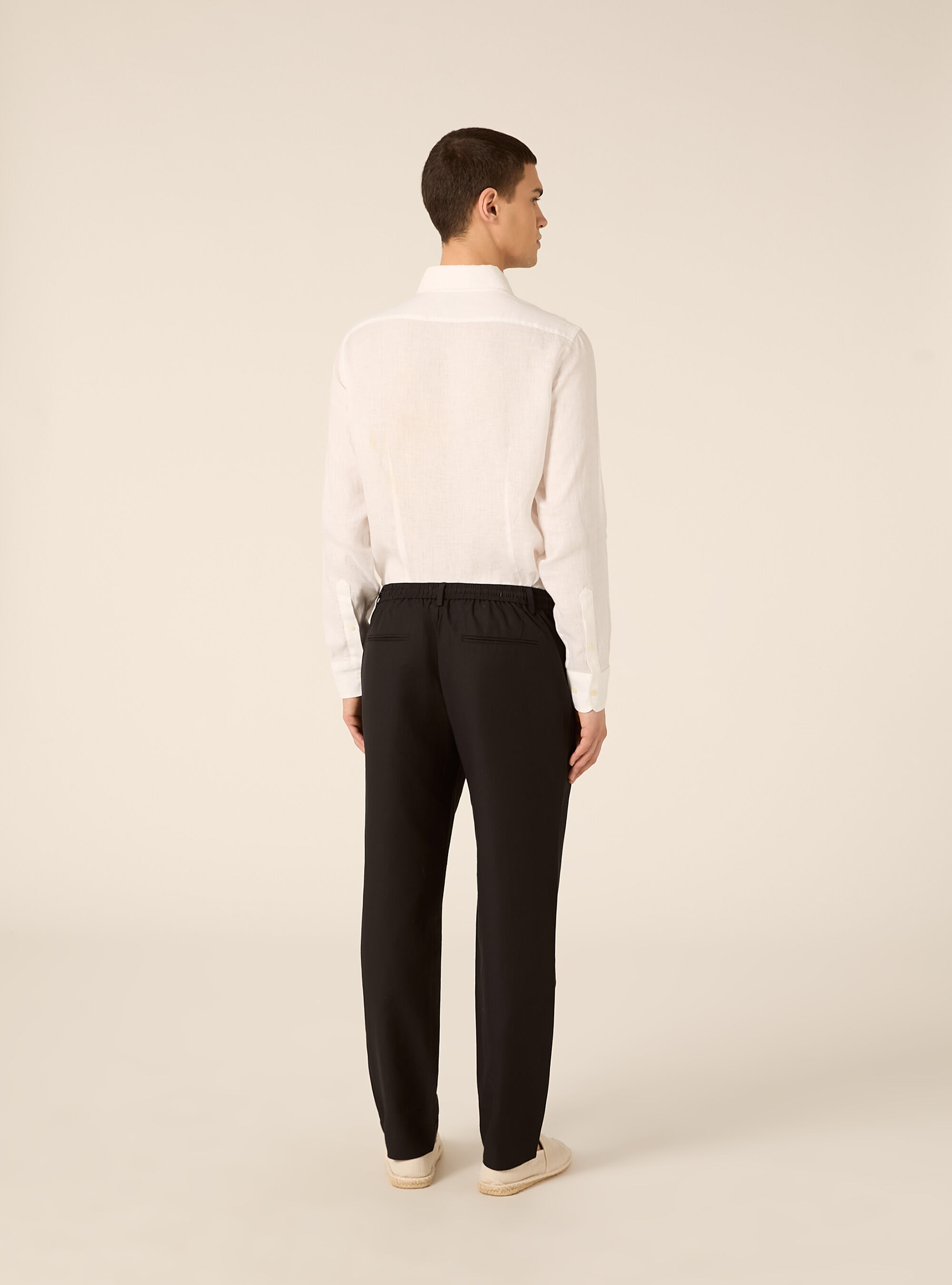 Linen blend chino trousers, BK1 BLACK