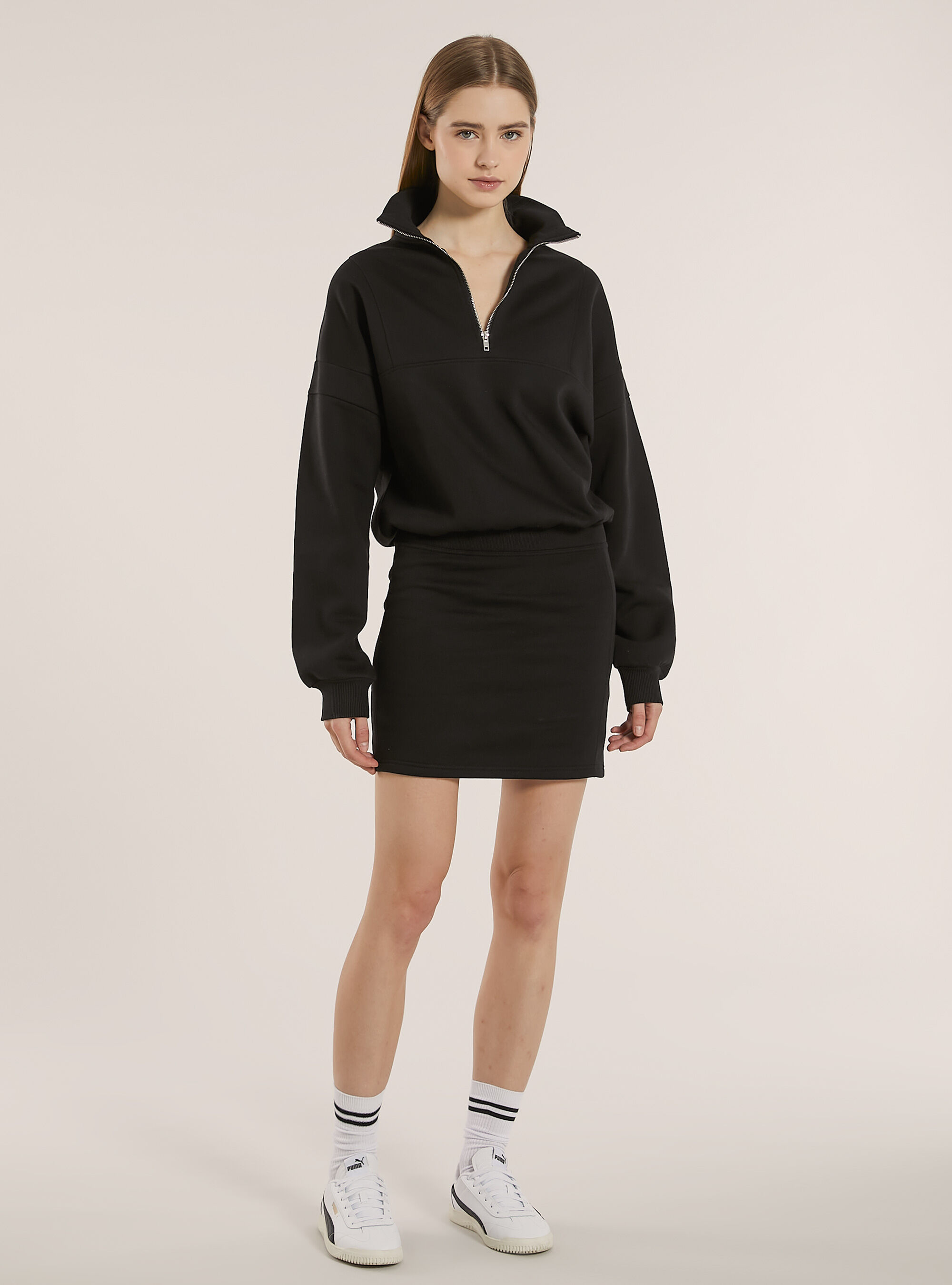 Robe en peluche avec col demi-zip