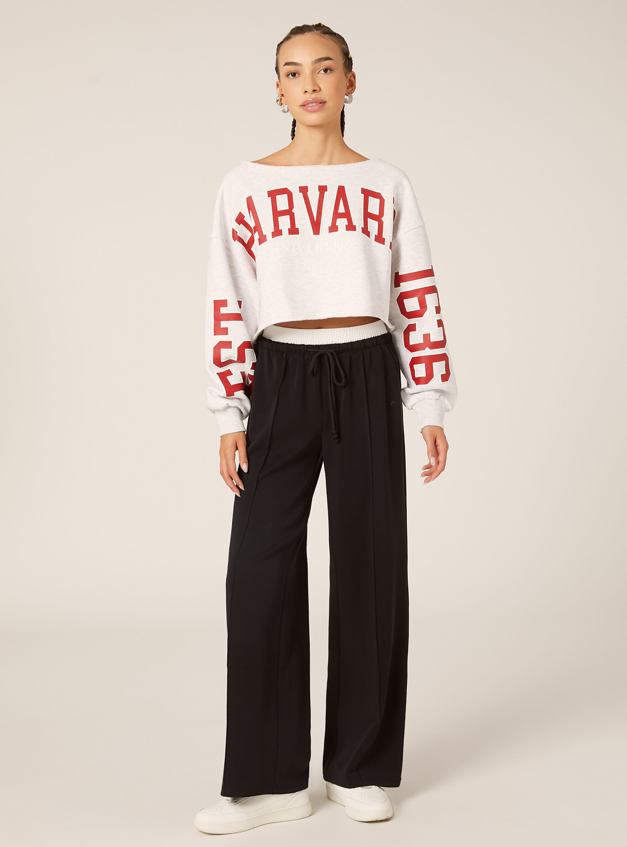 Sweat-shirt &agrave; encolure bateau Harvard / Alcott, MGY3 GREY MEL LIGHT