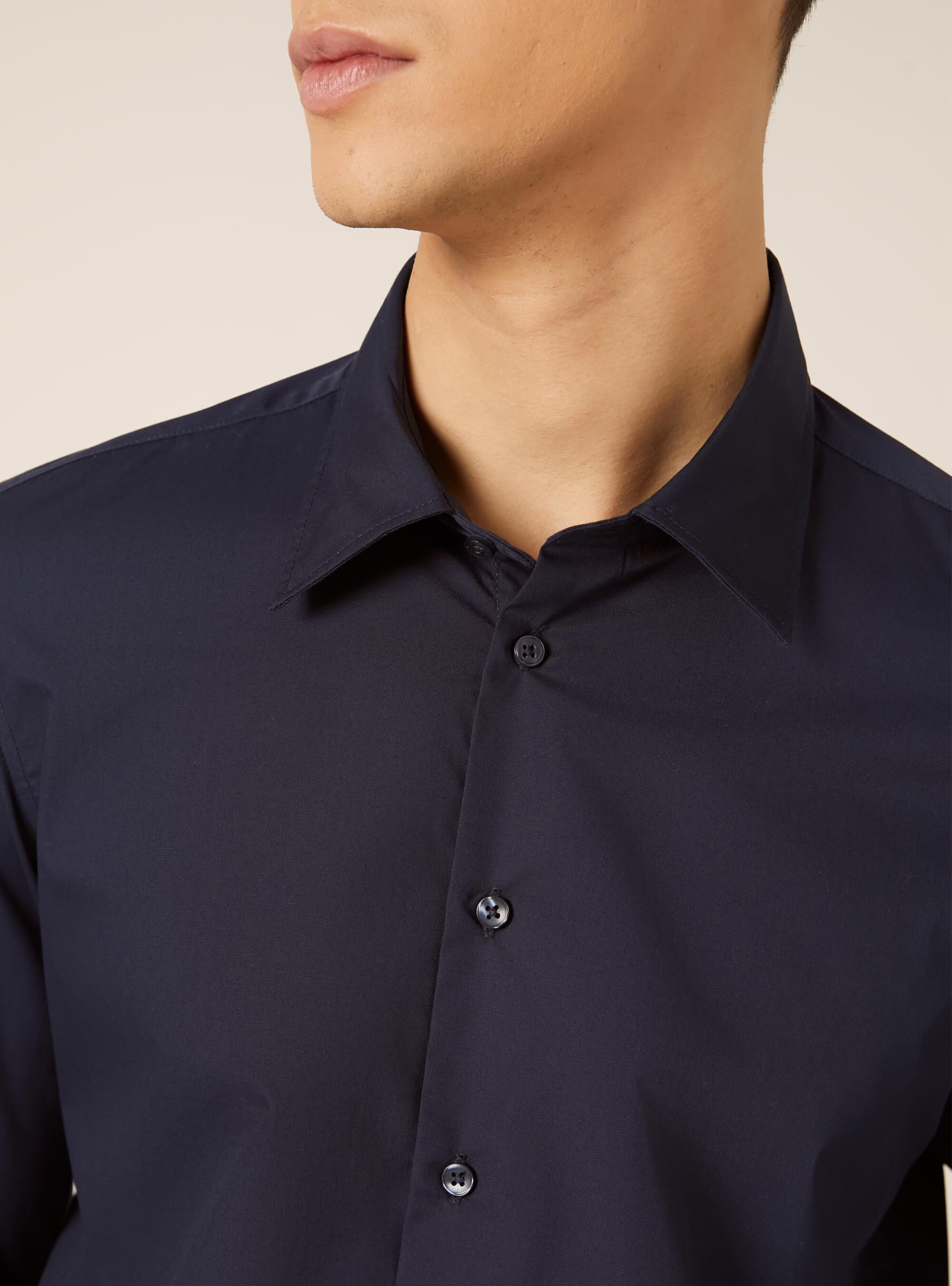 Camisa de manga larga lisa, NA1 NAVY DARK
