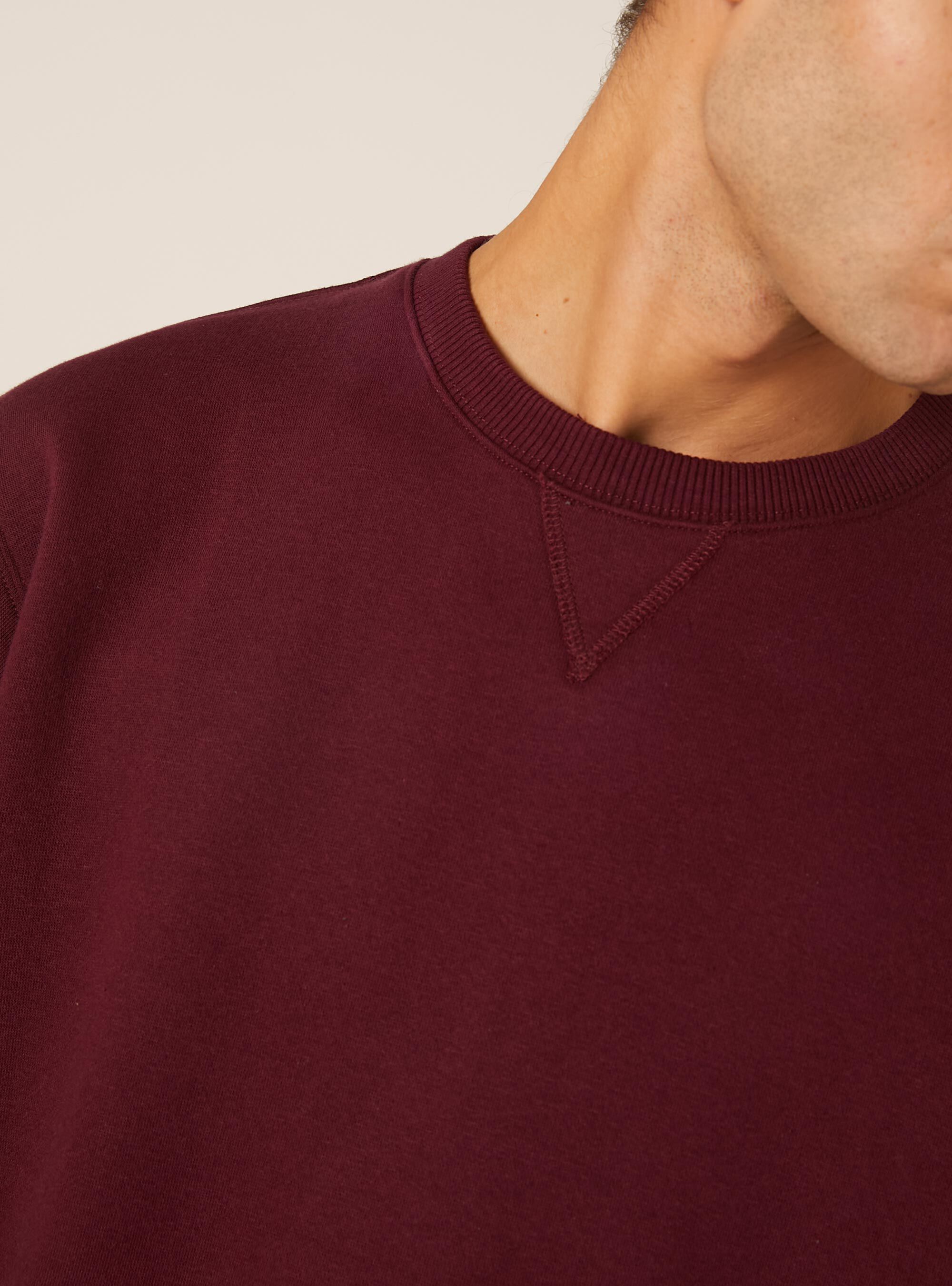 Sweat-shirt &agrave; col rond uni, BO1 BORDEAUX DARK