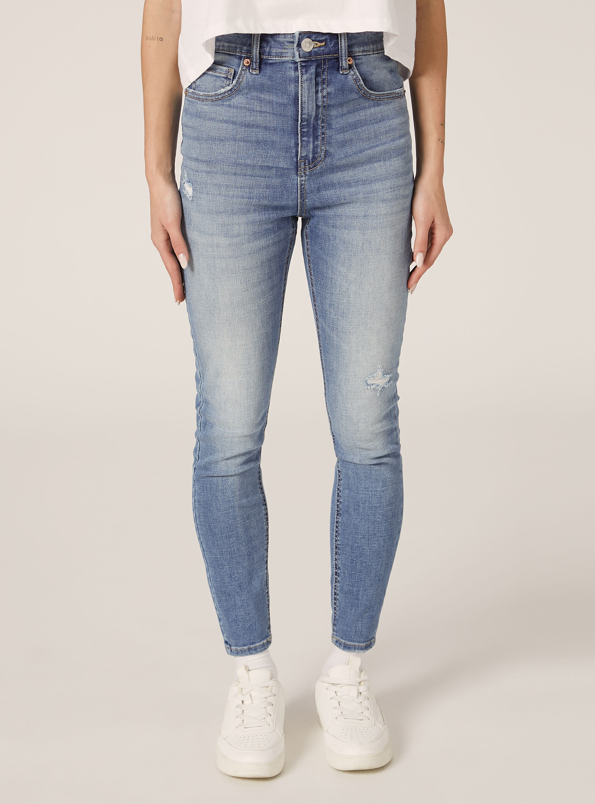 Jeans skinny taille tr&egrave;s haute