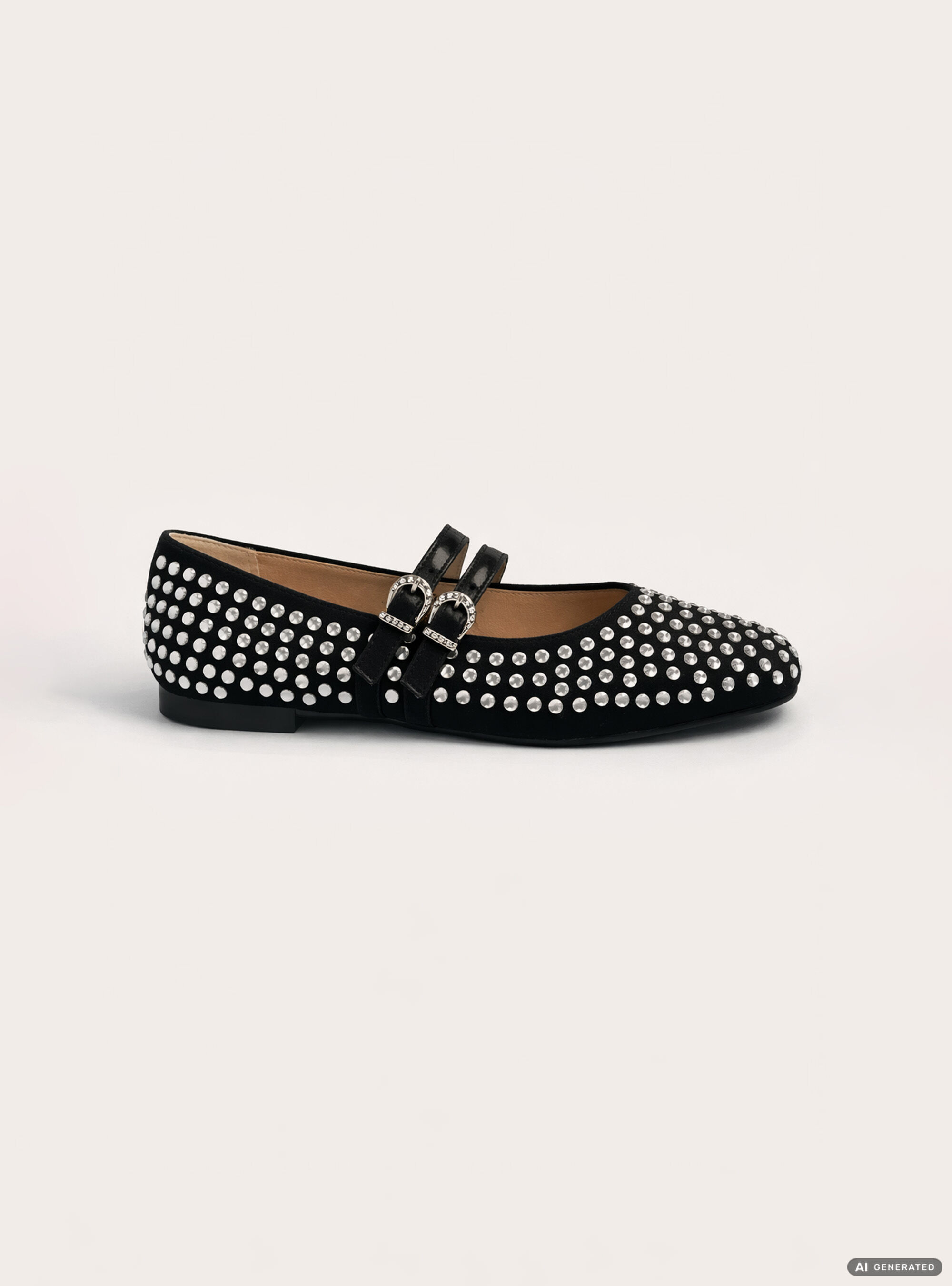 Studded ballet flats, BK1 BLACK