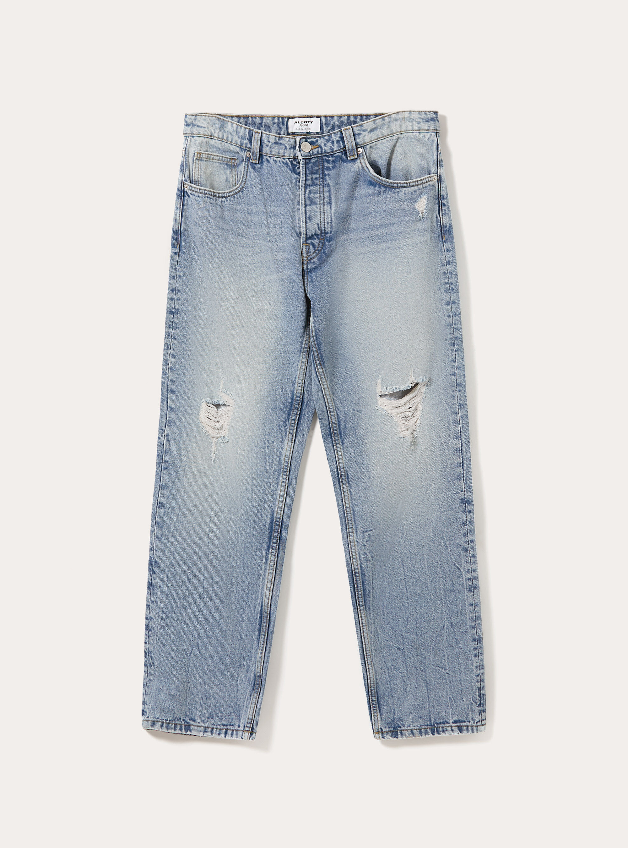 Jeans &agrave; coupe droite, D004 MEDIUM LIGHT BLUE