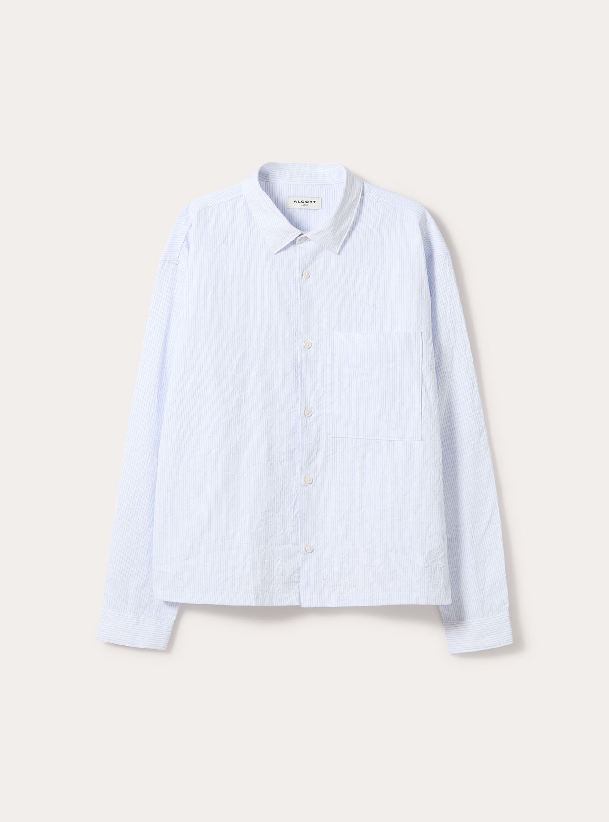 Camicia boxy fit effetto stropicciato a righe, PANNA