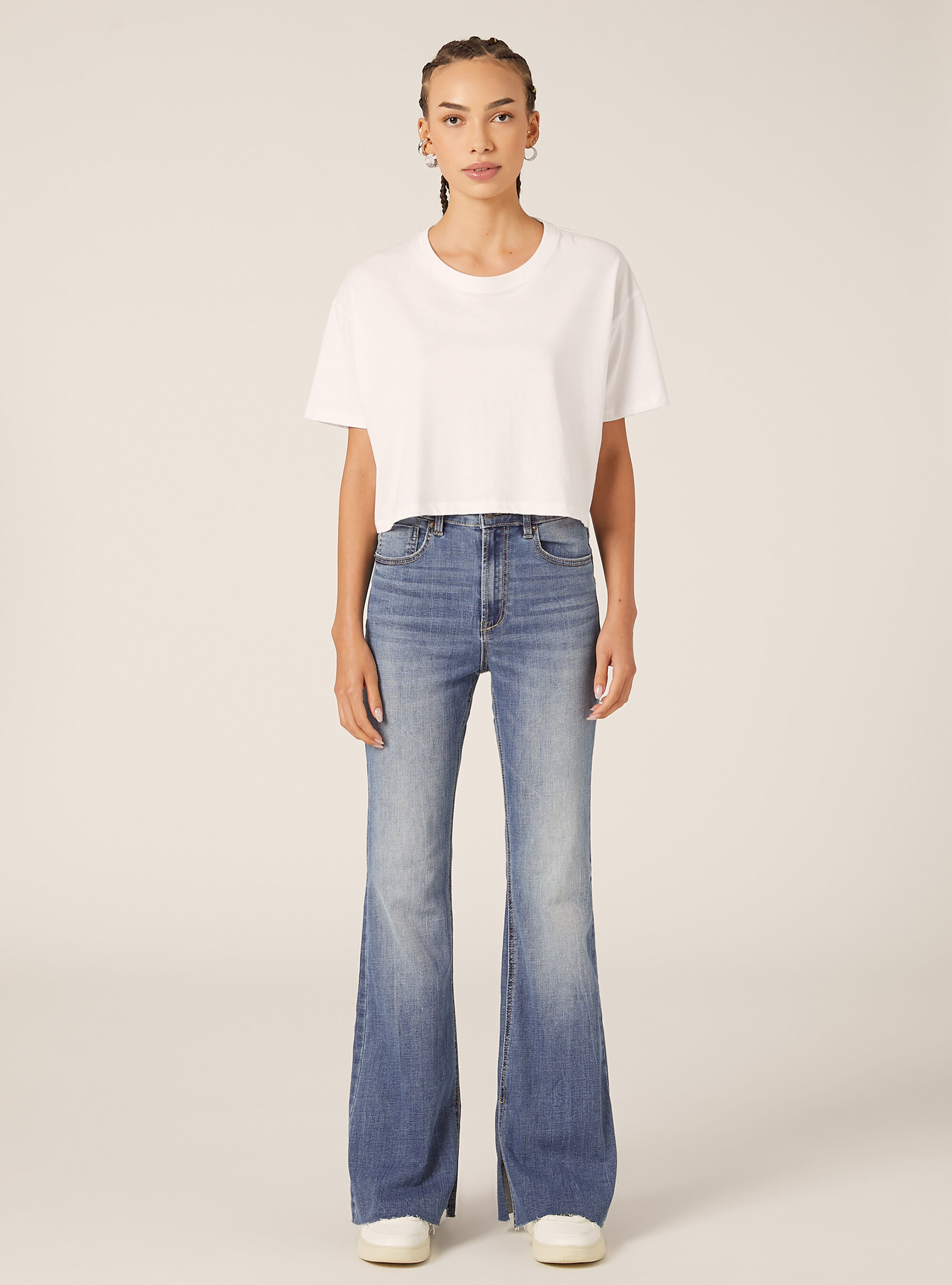 Jeans flare taille haute