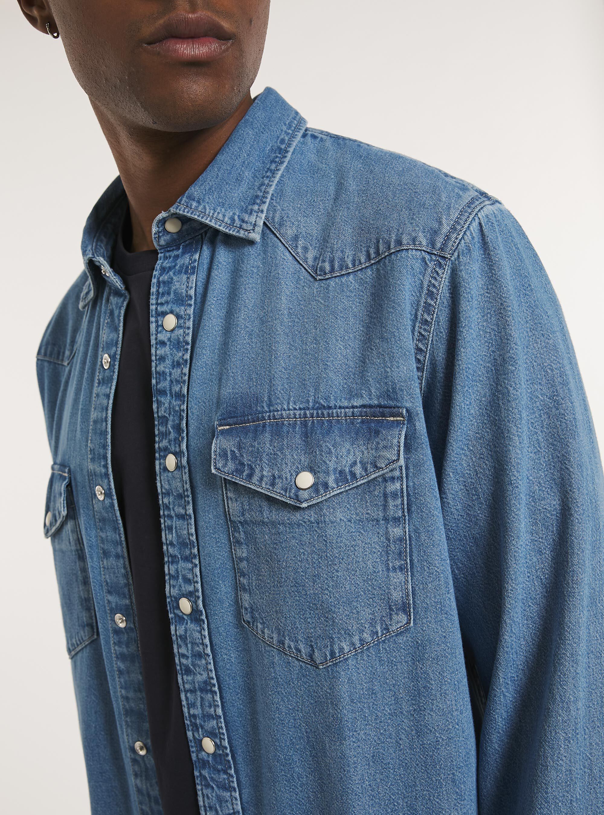 Camicia in denim, D005 LIGHT BLUE