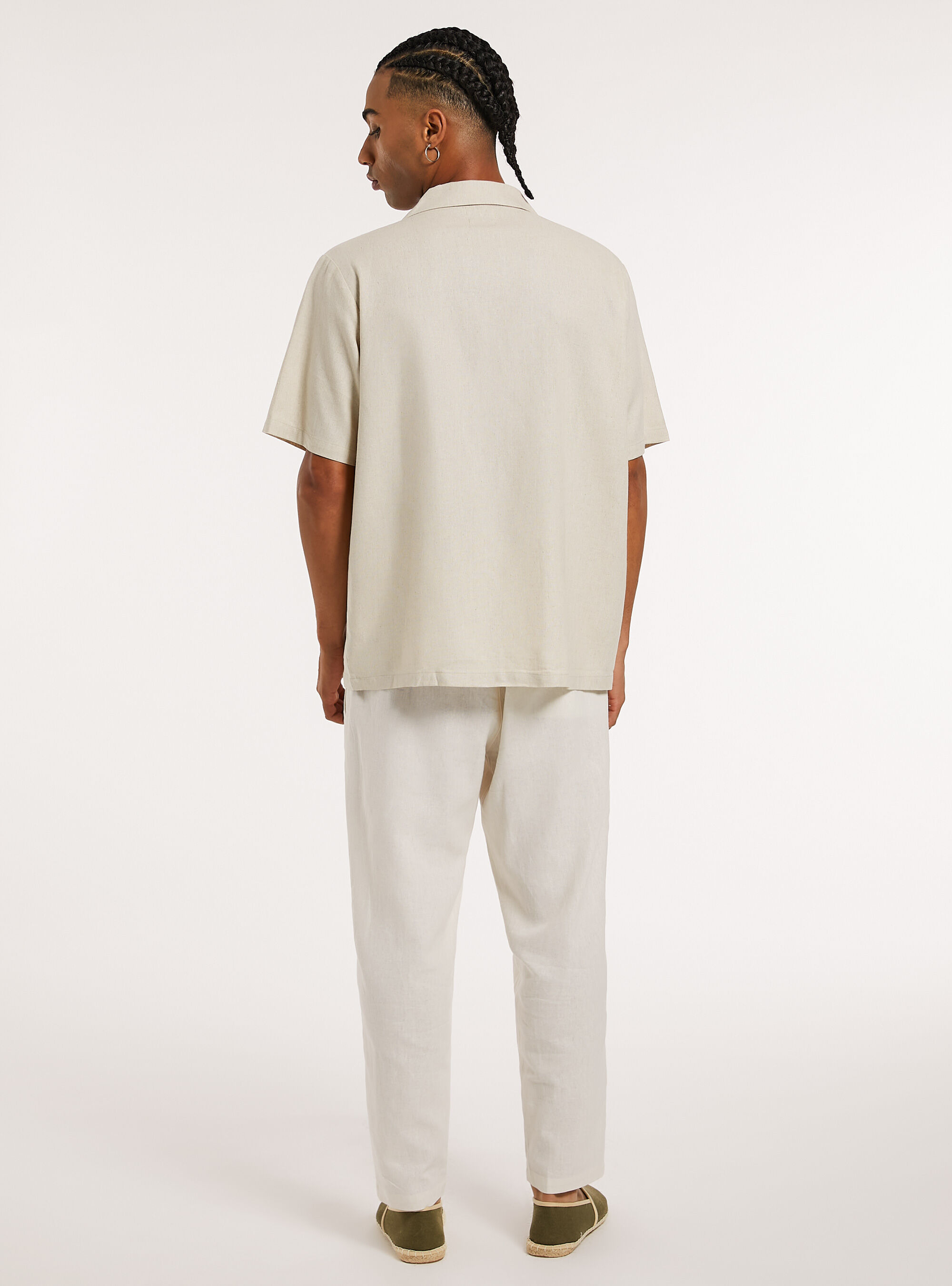 Camicia in misto  lino con tascone, CR3 CREAM LIGHT