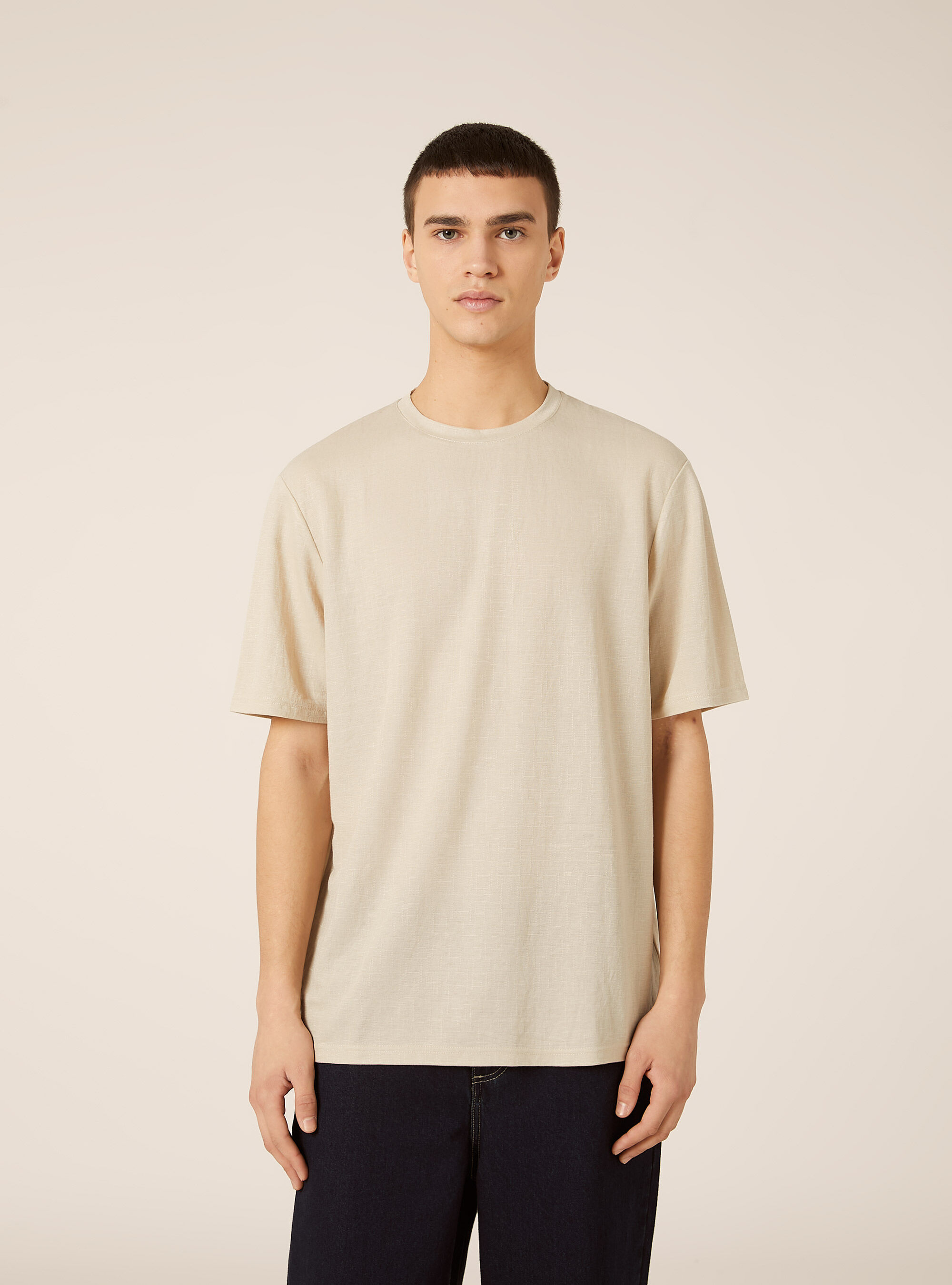 Maglietta boxy fit con texture, BEIGE MEDIO