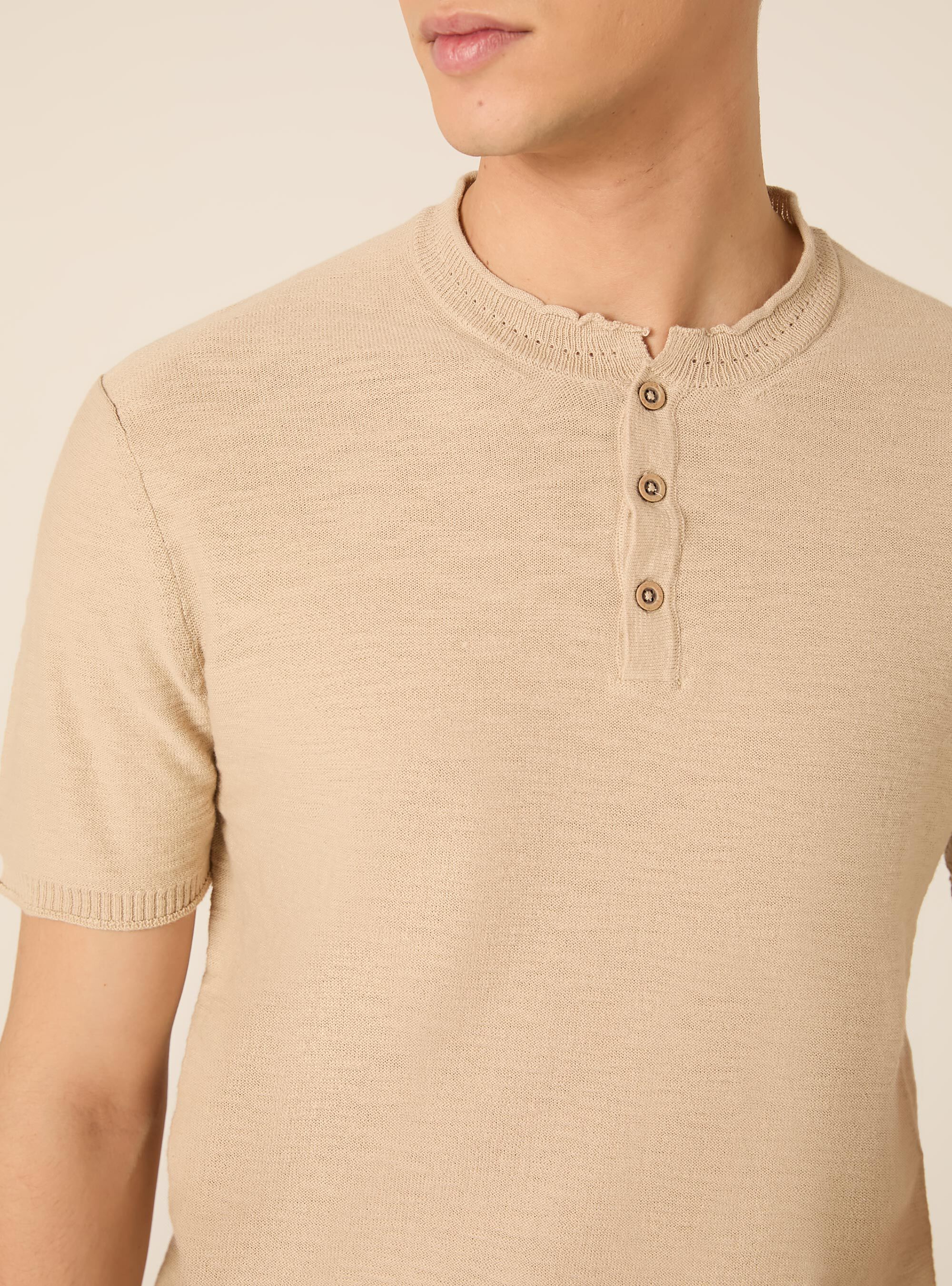 Short Sleeve Henley Pullover, BG2 BEIGE MEDIUM