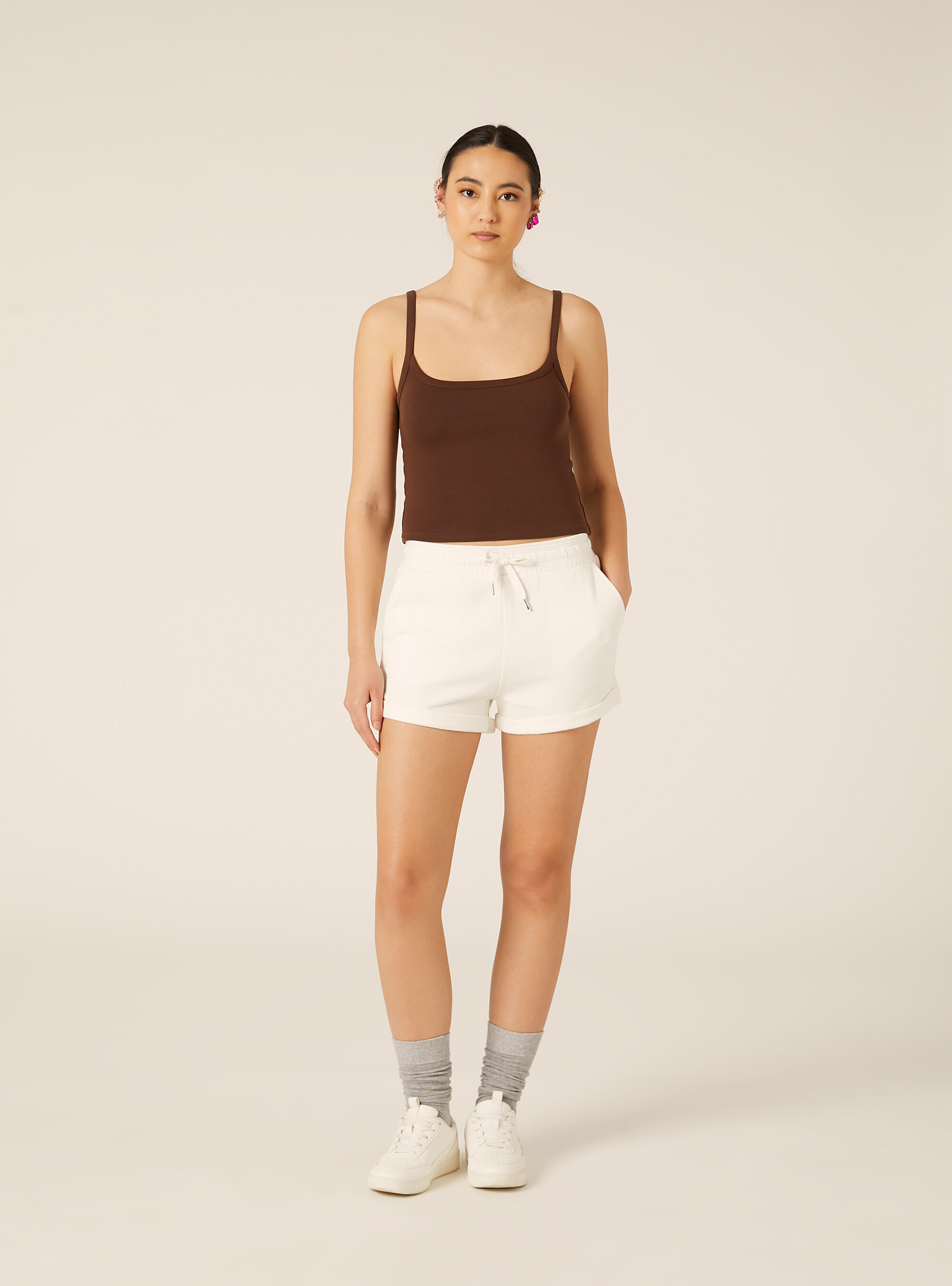 Debardeur Crop Cotele Basic, BR2 BROWN MEDIUM