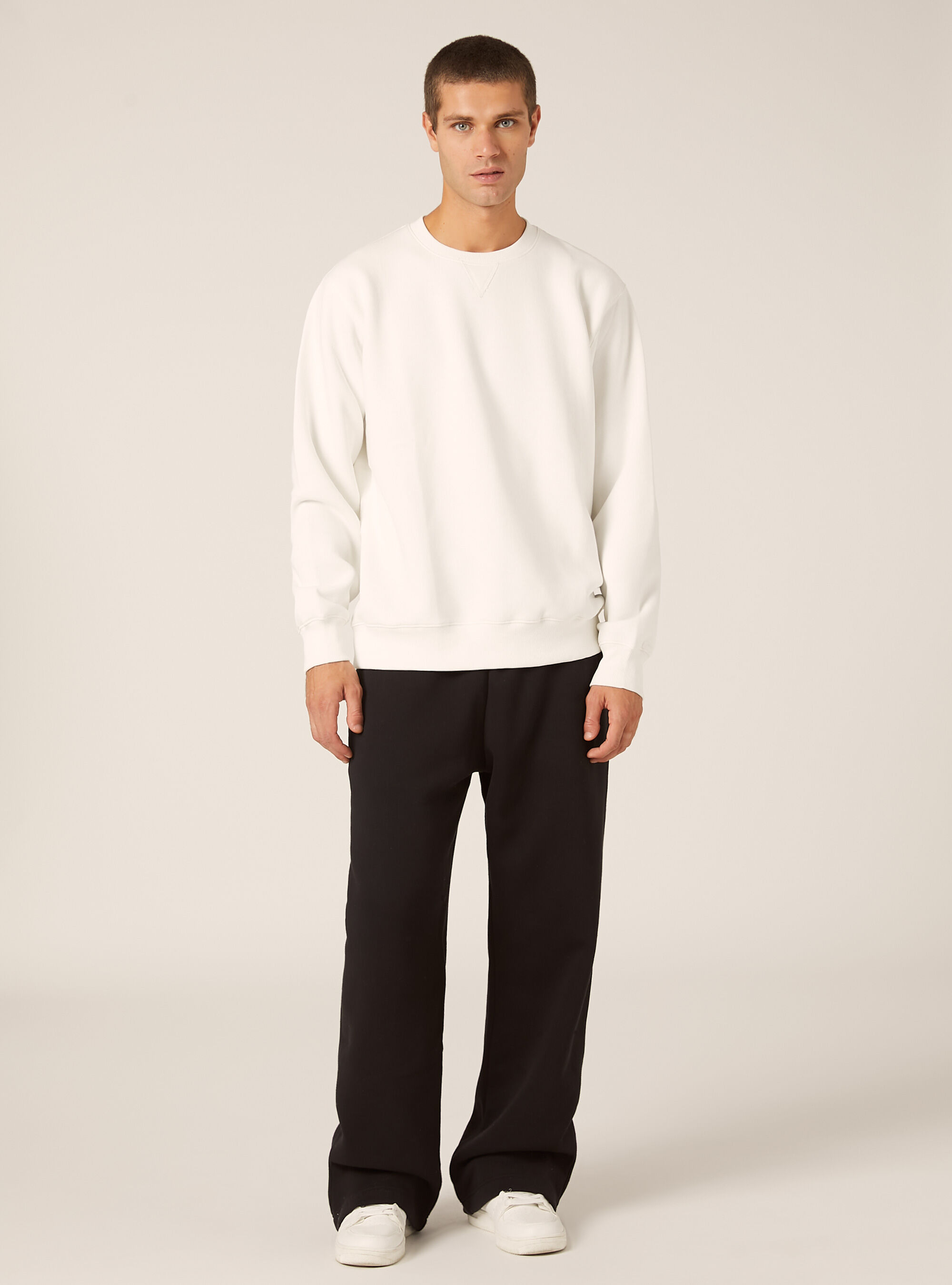 Sweat-shirt &agrave; col rond uni, WH2 WHITE