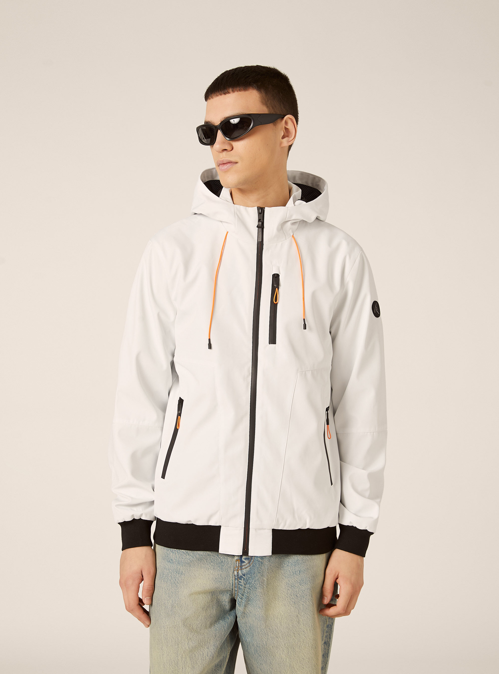 Windproof bomber jacket with hood