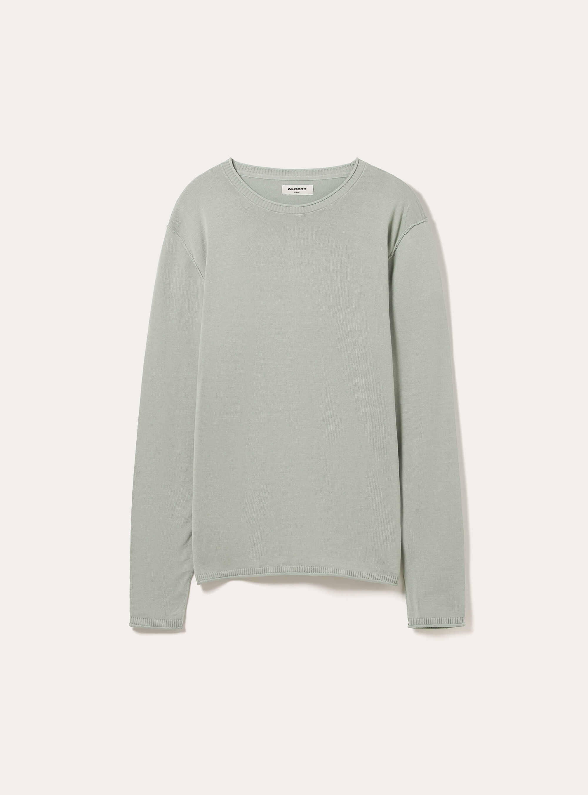Pullover girocollo in cotone, SALVIA CHIARO