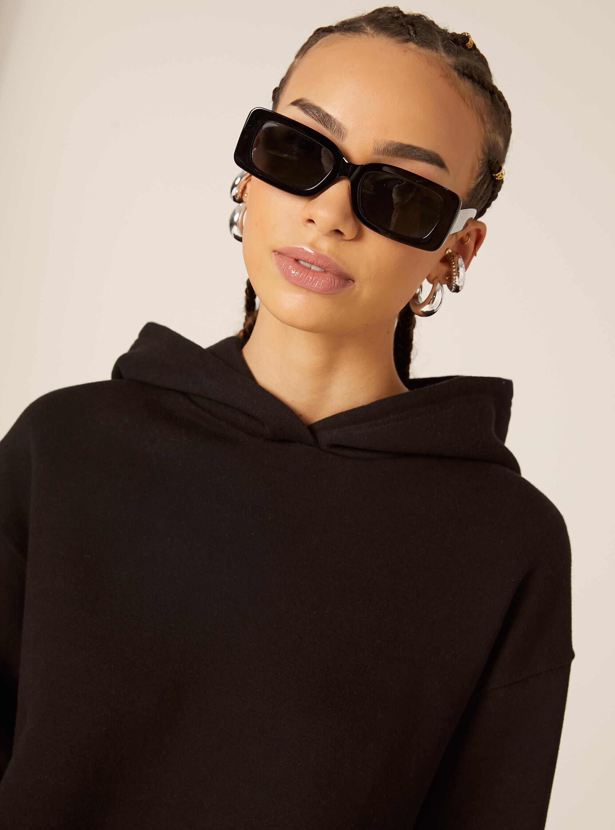 Sweat &agrave; capuche coupe boxy, BK1 BLACK