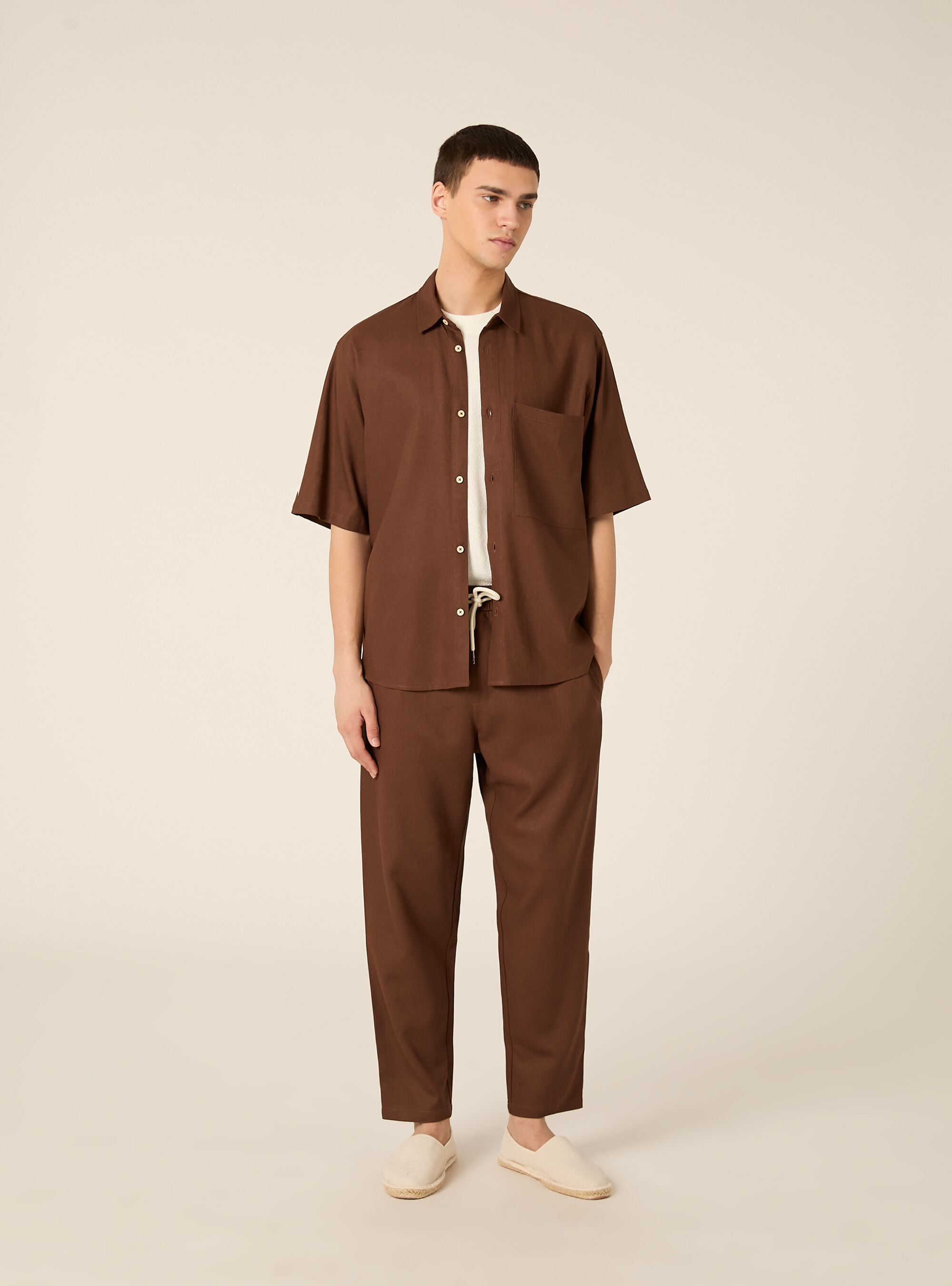 Pantalon Jogger en M&eacute;lange de Lin