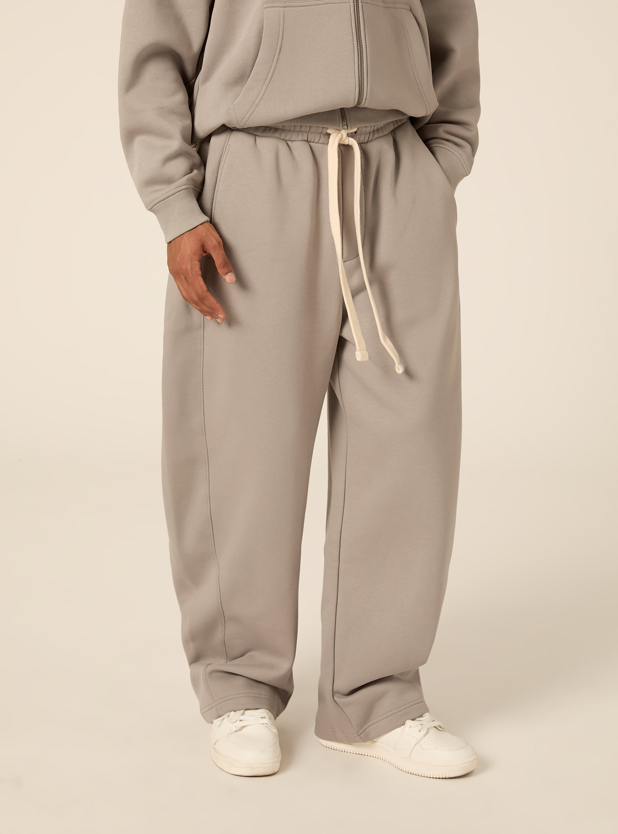 Barrel fit fleece trousers, GY2 GREY MEDIUM