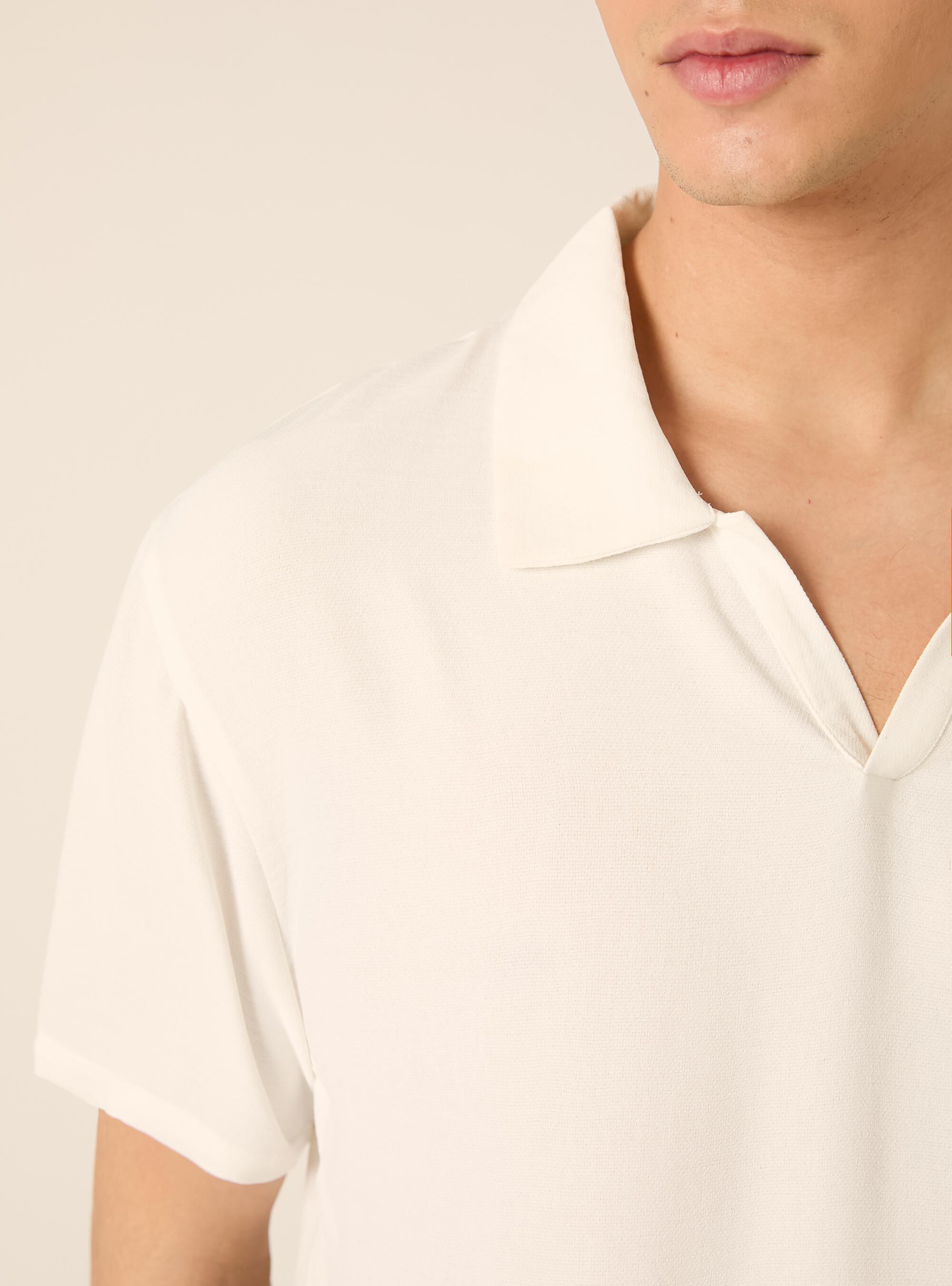 Basic crepe polo shirt, WH2 WHITE