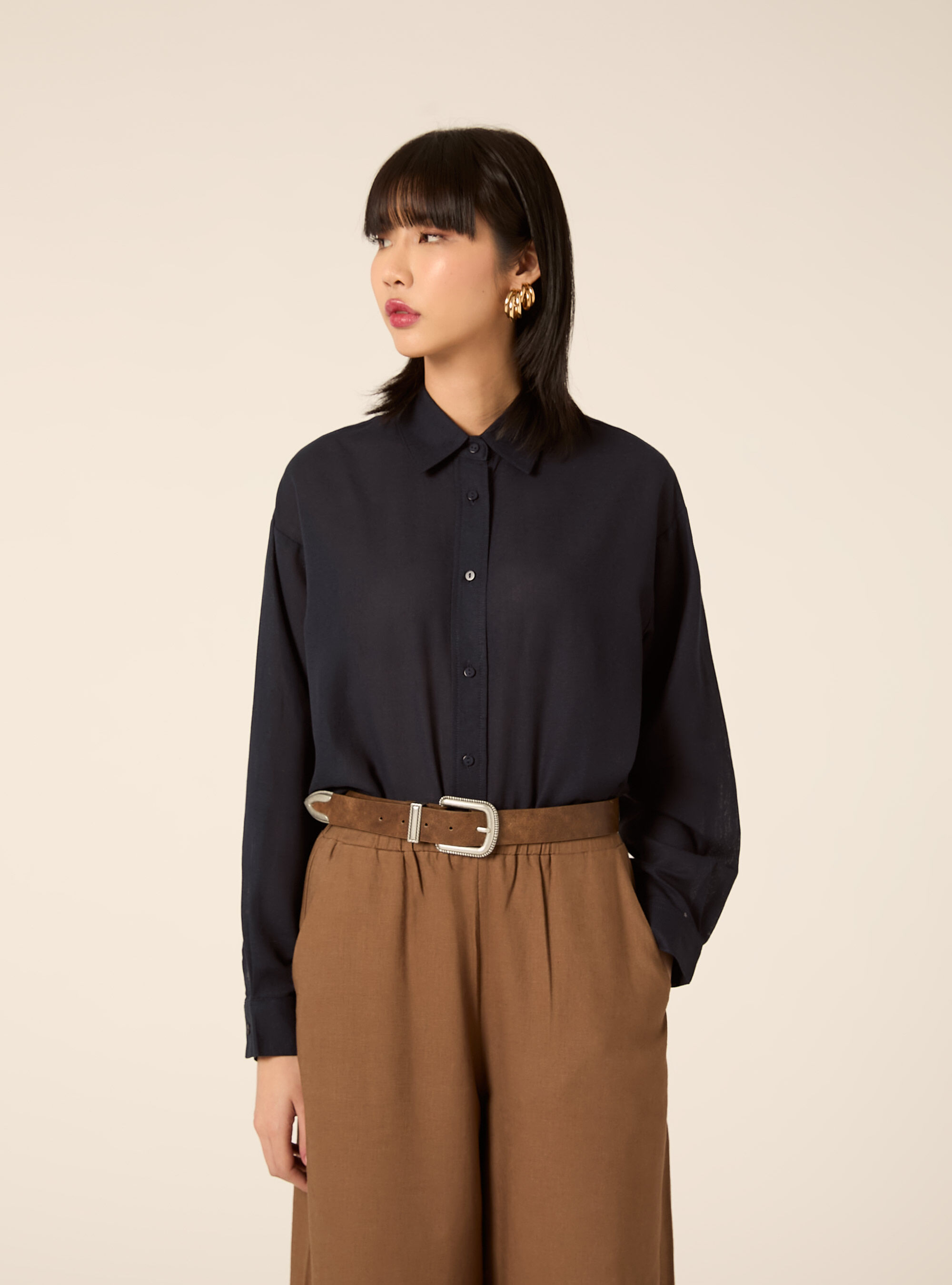 Camisa de mezcla de lino