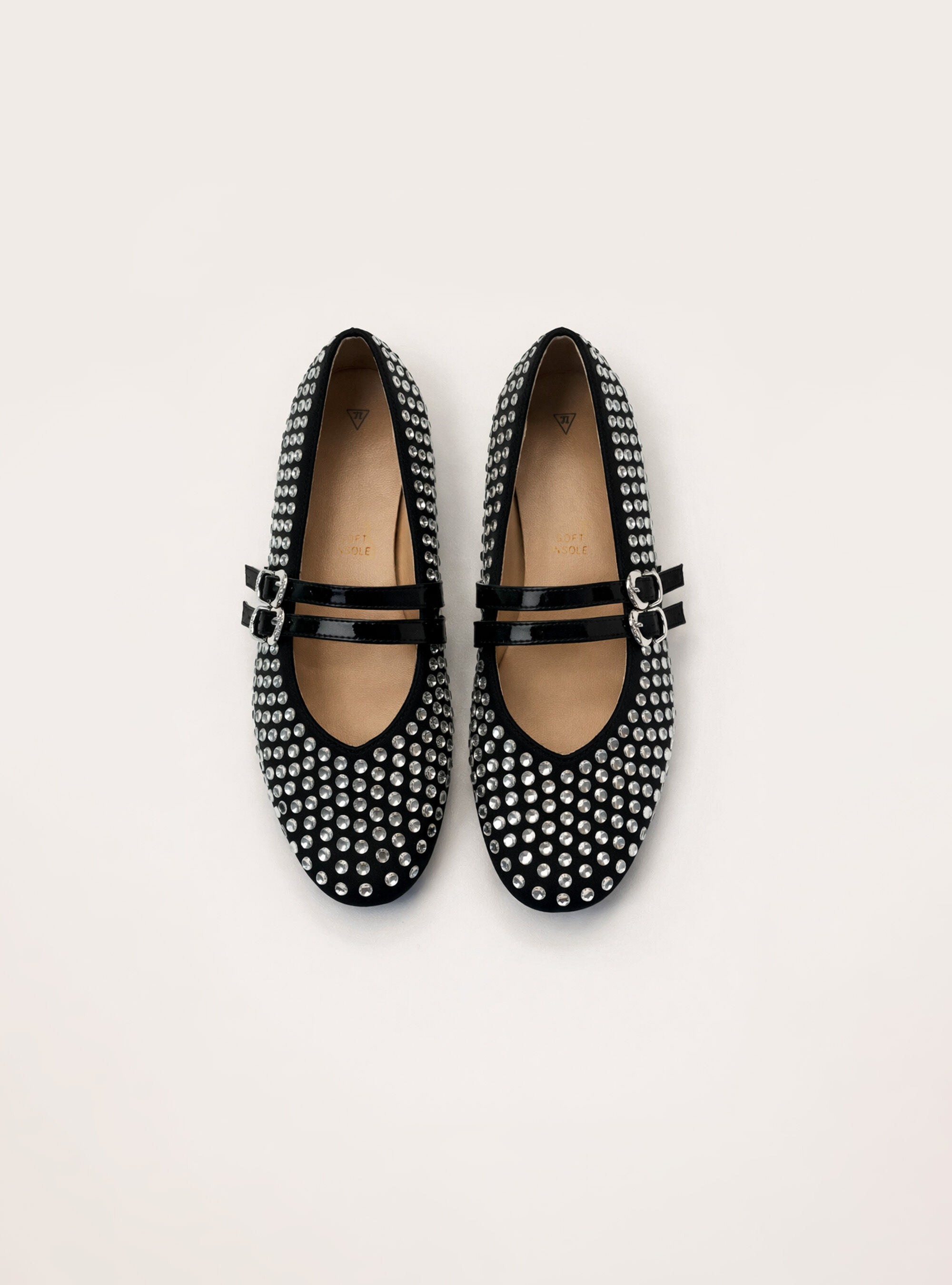 Studded ballet flats, BK1 BLACK
