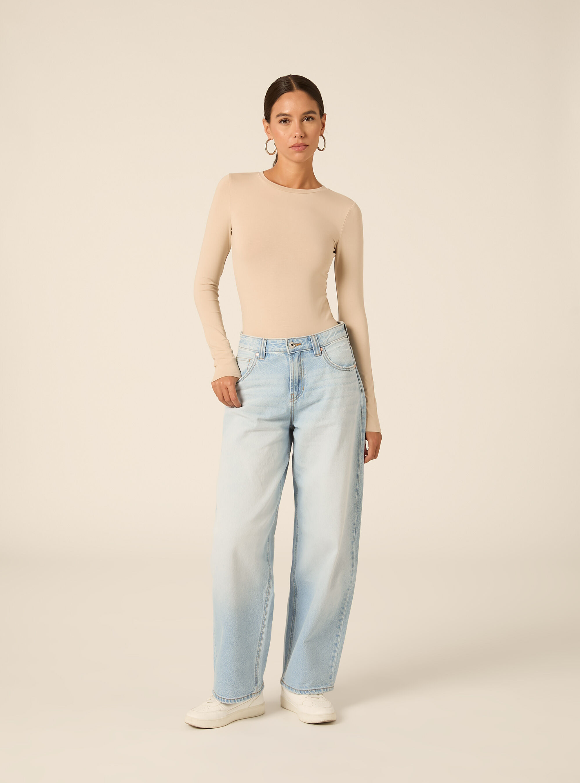 Long Sleeve Crew Neck Body, BG3 BEIGE LIGHT