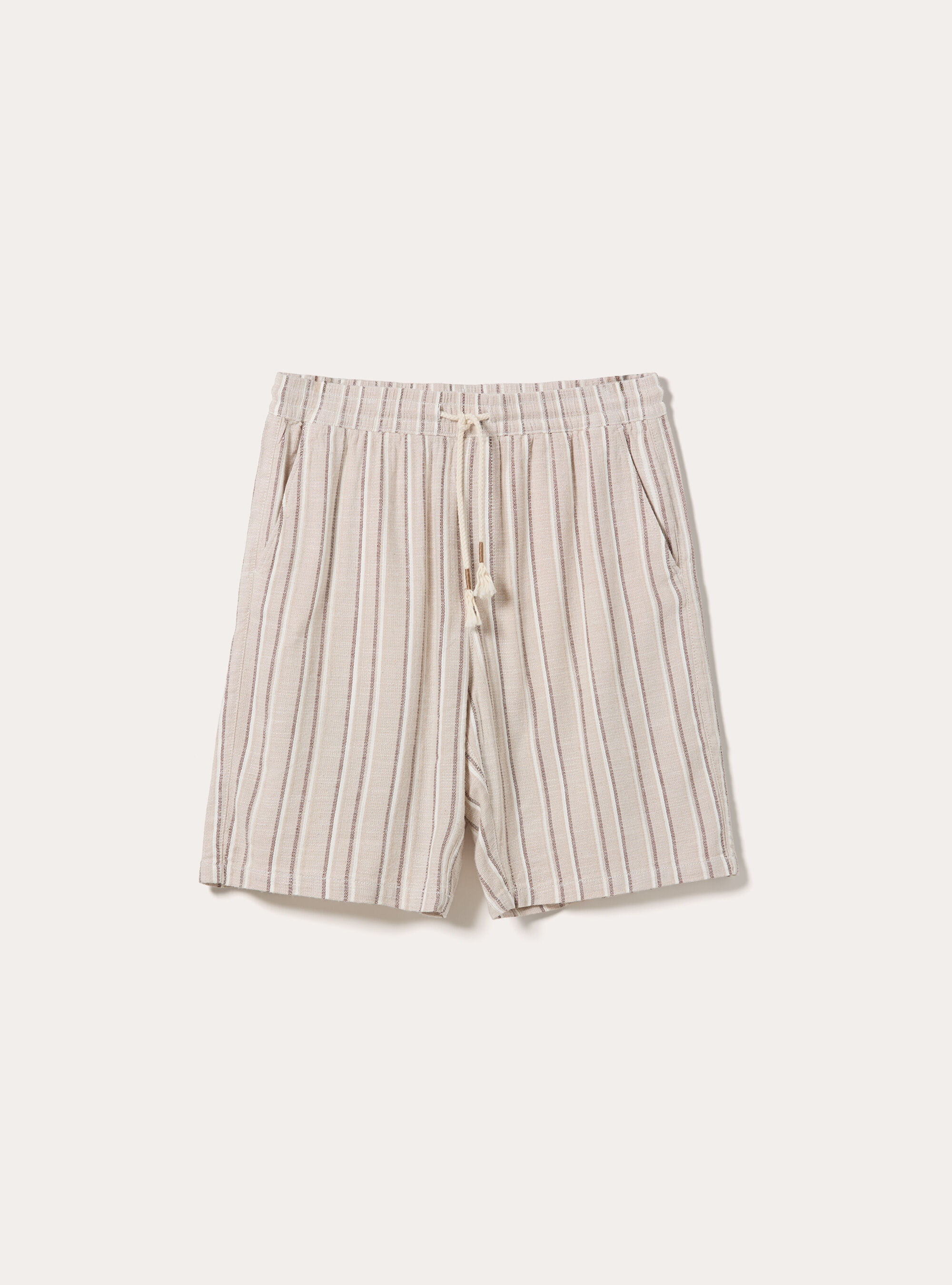 Striped Linen Blend Regular Fit Bermuda Shorts, BG2 BEIGE MEDIUM