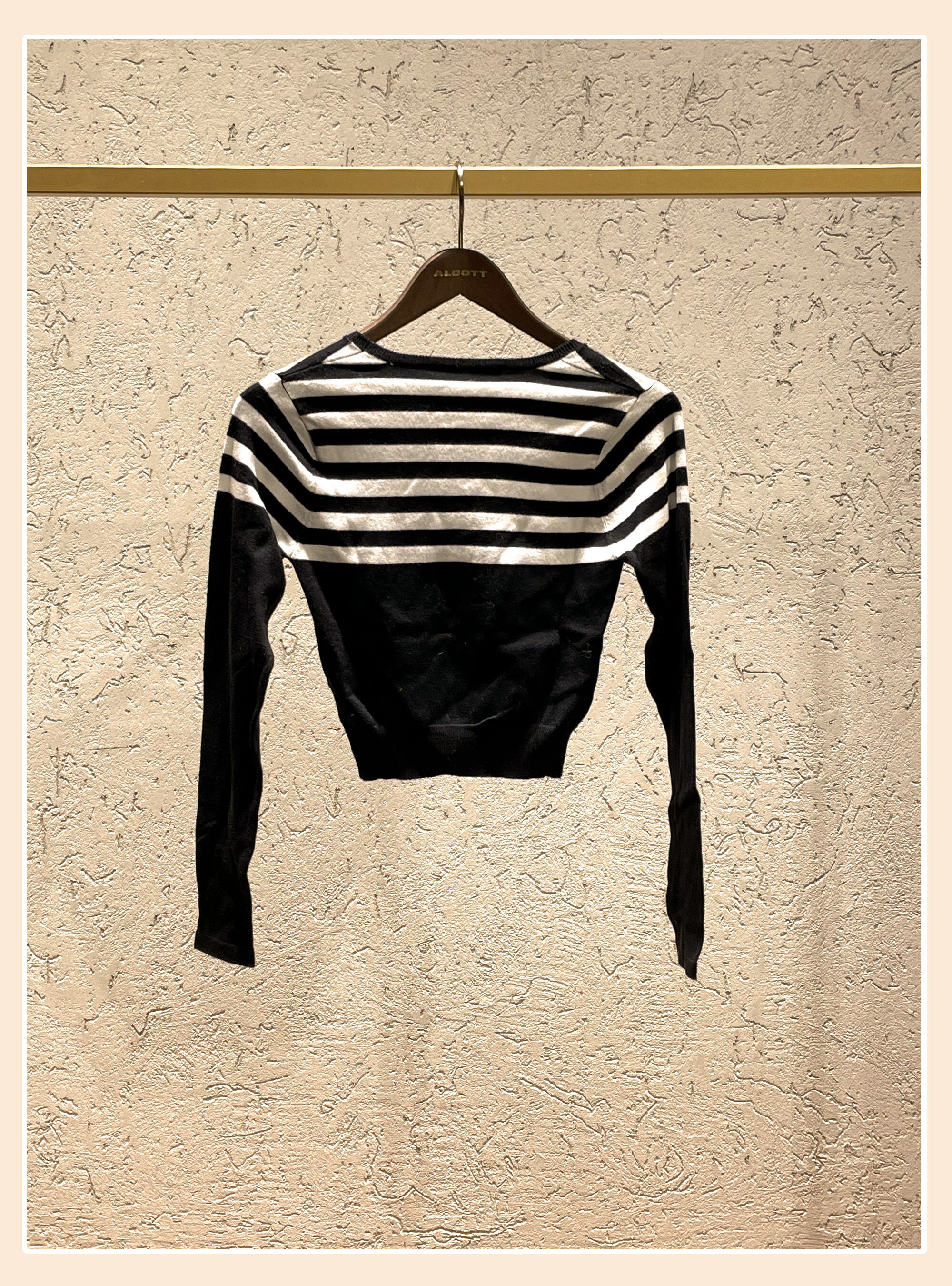 Striped cropped pullover, BLACK