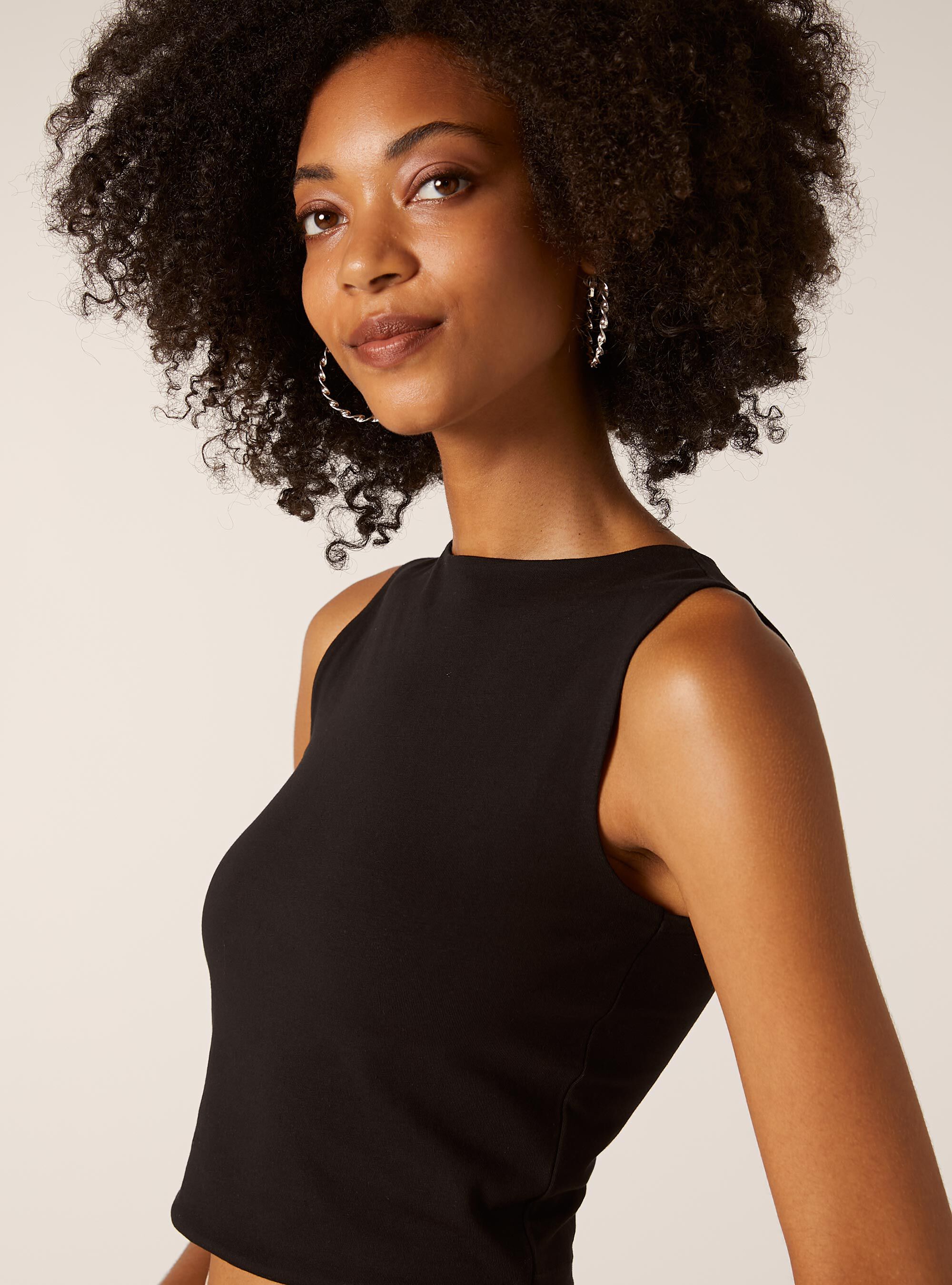 Debardeur Basic Crop en Jersey Extensible, BK1 BLACK