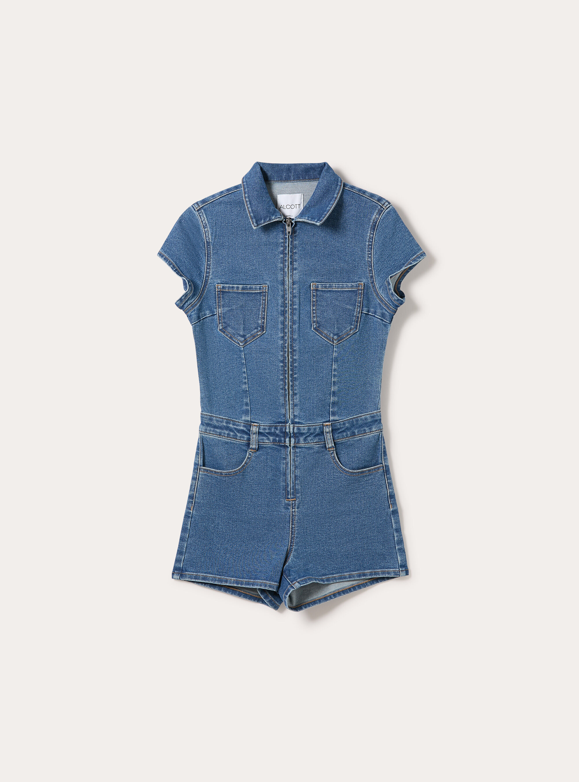 Mono corto de denim, D003 MEDIUM BLUE