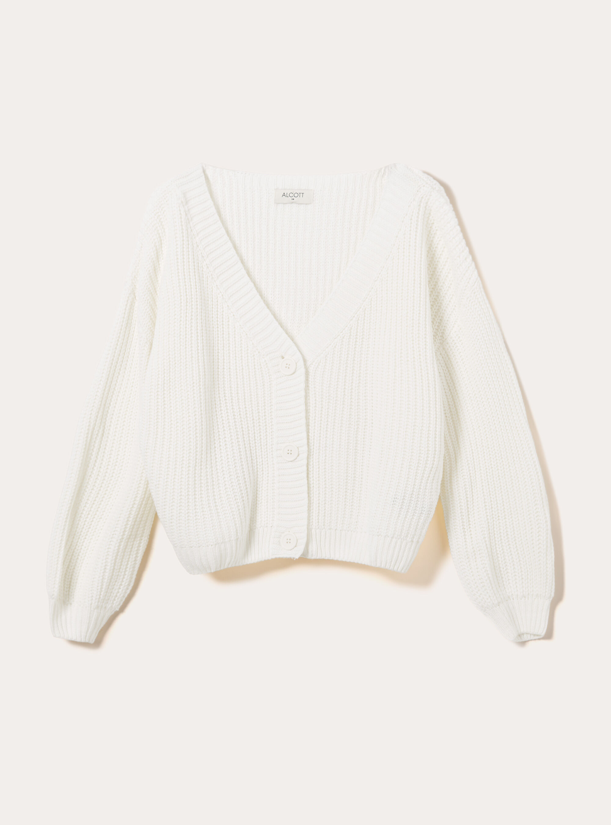 Cardigan en maille &agrave; encolure en V, WH1 OFF WHITE
