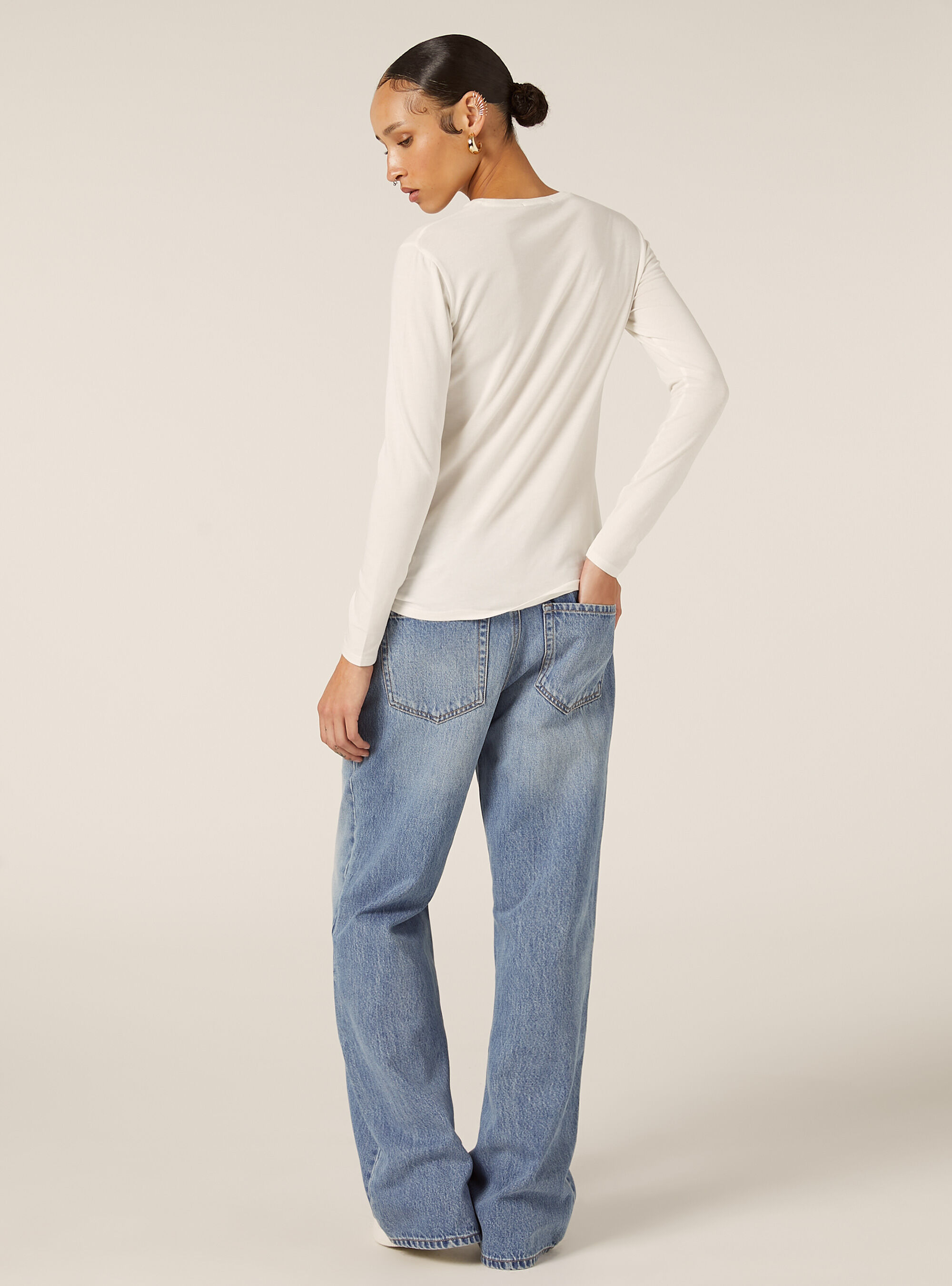 T-shirt basique &agrave; manches longues, WH1 OFF WHITE