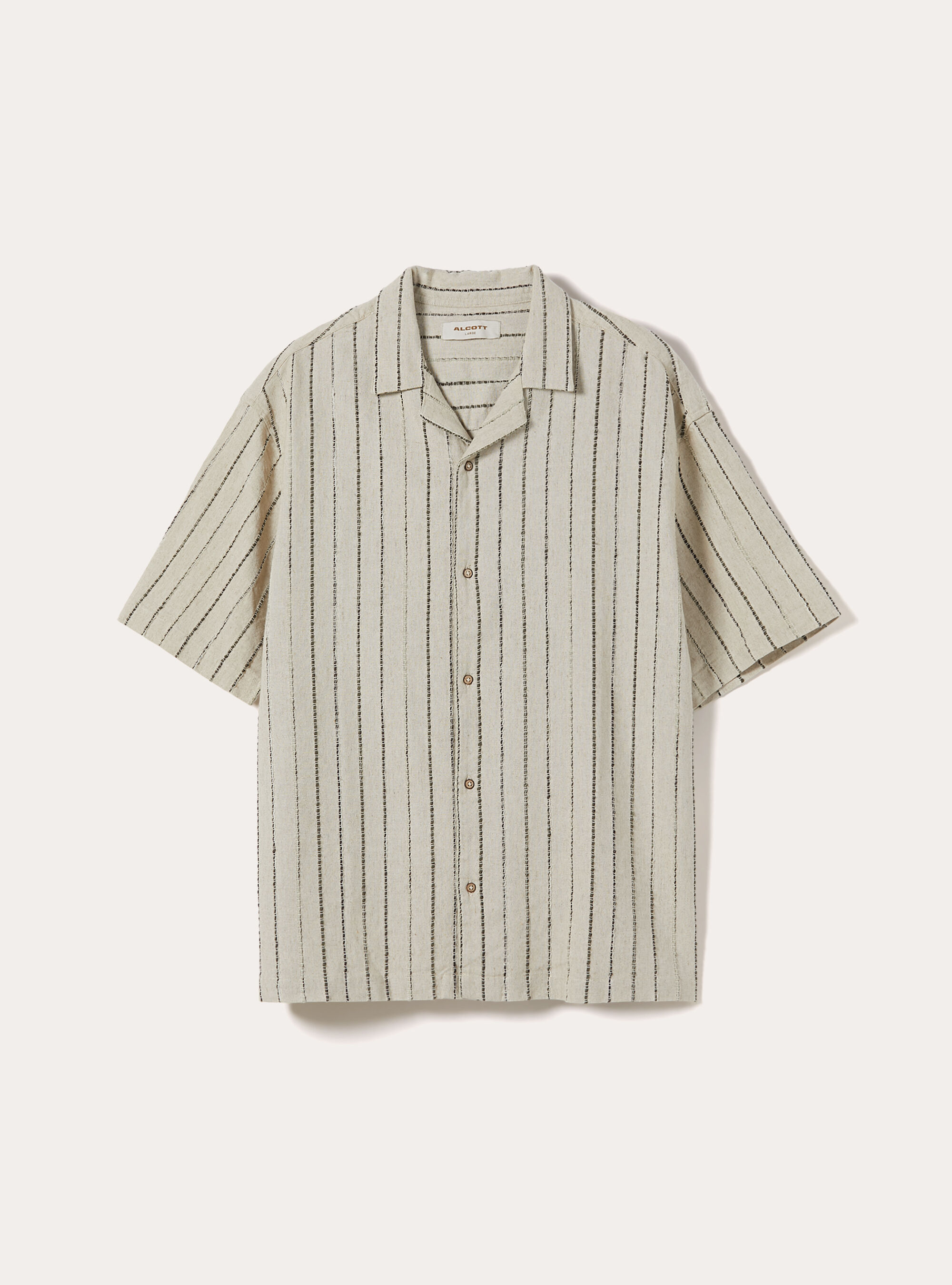 Striped linen blend shirt, BG3 BEIGE LIGHT