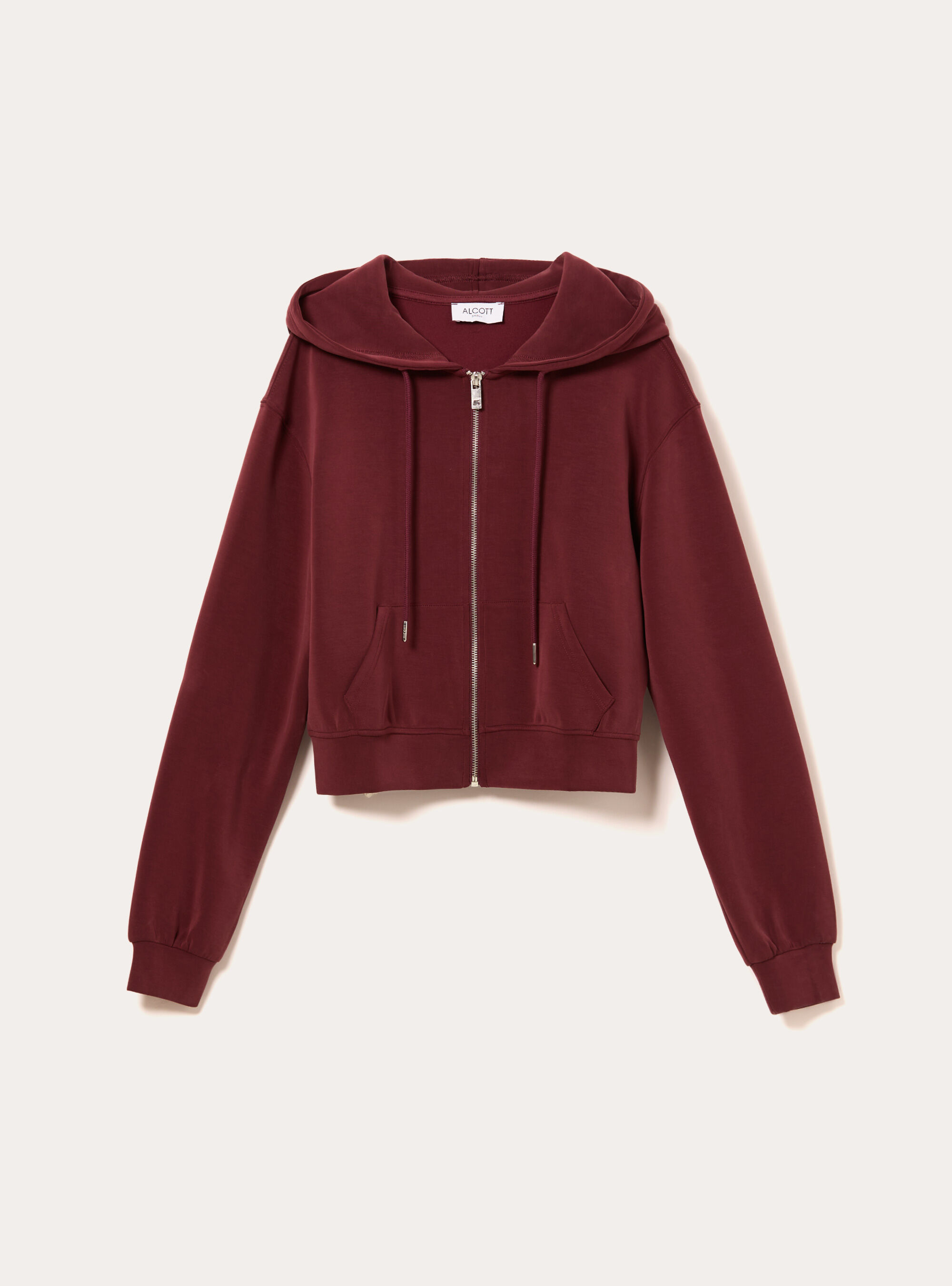 Chaqueta con cremallera y capucha soft touch, BO1 BORDEAUX DARK