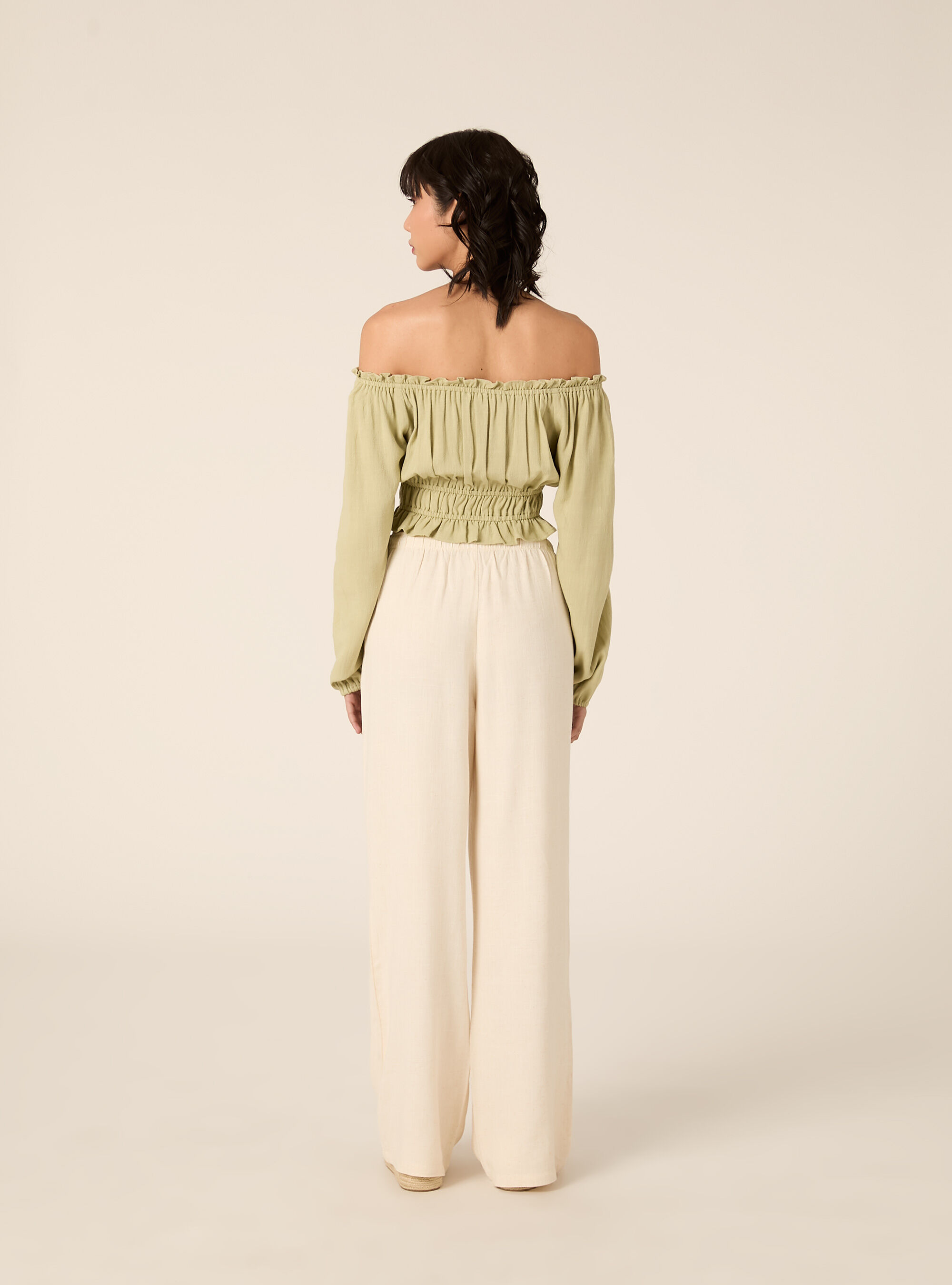 Boho-style linen-blend blouse, KY3 KAKY LIGHT